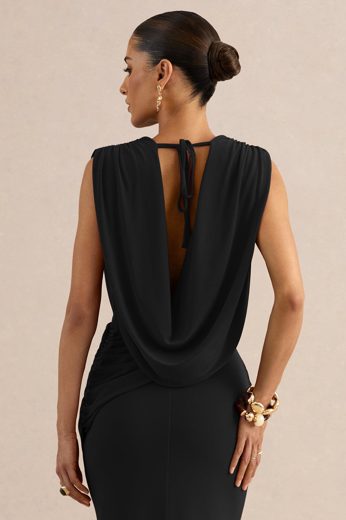 ECM_HR_CL138401001 - Lilias | Black Maxi Skirt With Draped Detailing And Gold Detail + CL138400001 - Lilias | Black Extreme Plunge-Neck Top12 copy.jpg