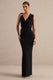 ECM_HR_CL138428001 - Tahlia _ Black Plunge-Neck Maxi Dress With Draped Detailing And Gold Detail 1.jpg