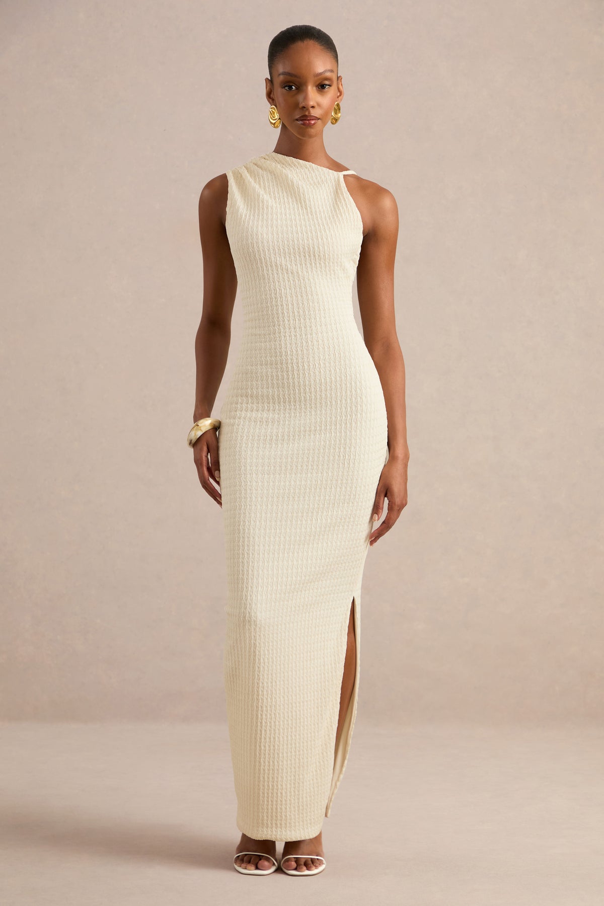 ECM_HR_CL138436111 - Ayari | Cream Asymmetric-Neck Maxi Dress With Draped Detail0.jpg