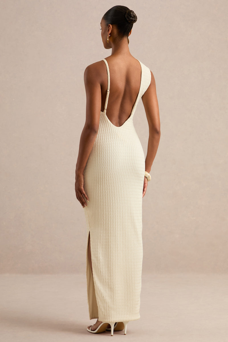 ECM_HR_CL138436111 - Ayari | Cream Asymmetric-Neck Maxi Dress With Draped Detail5.jpg
