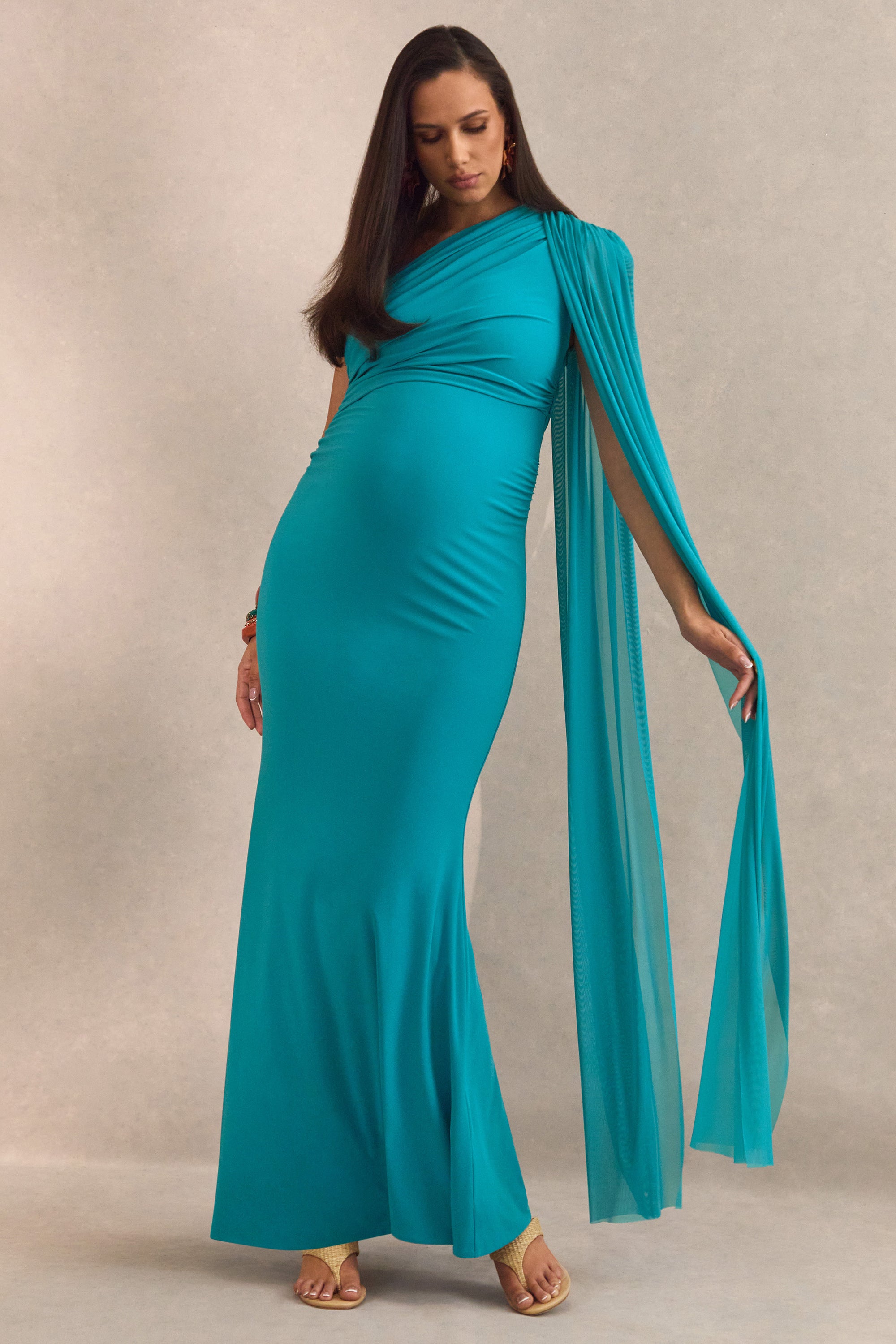 CL138456012 - Aylena Turquoise Asymmetric-Neck Maternity Maxi Dress With Sash Detail0.jpg