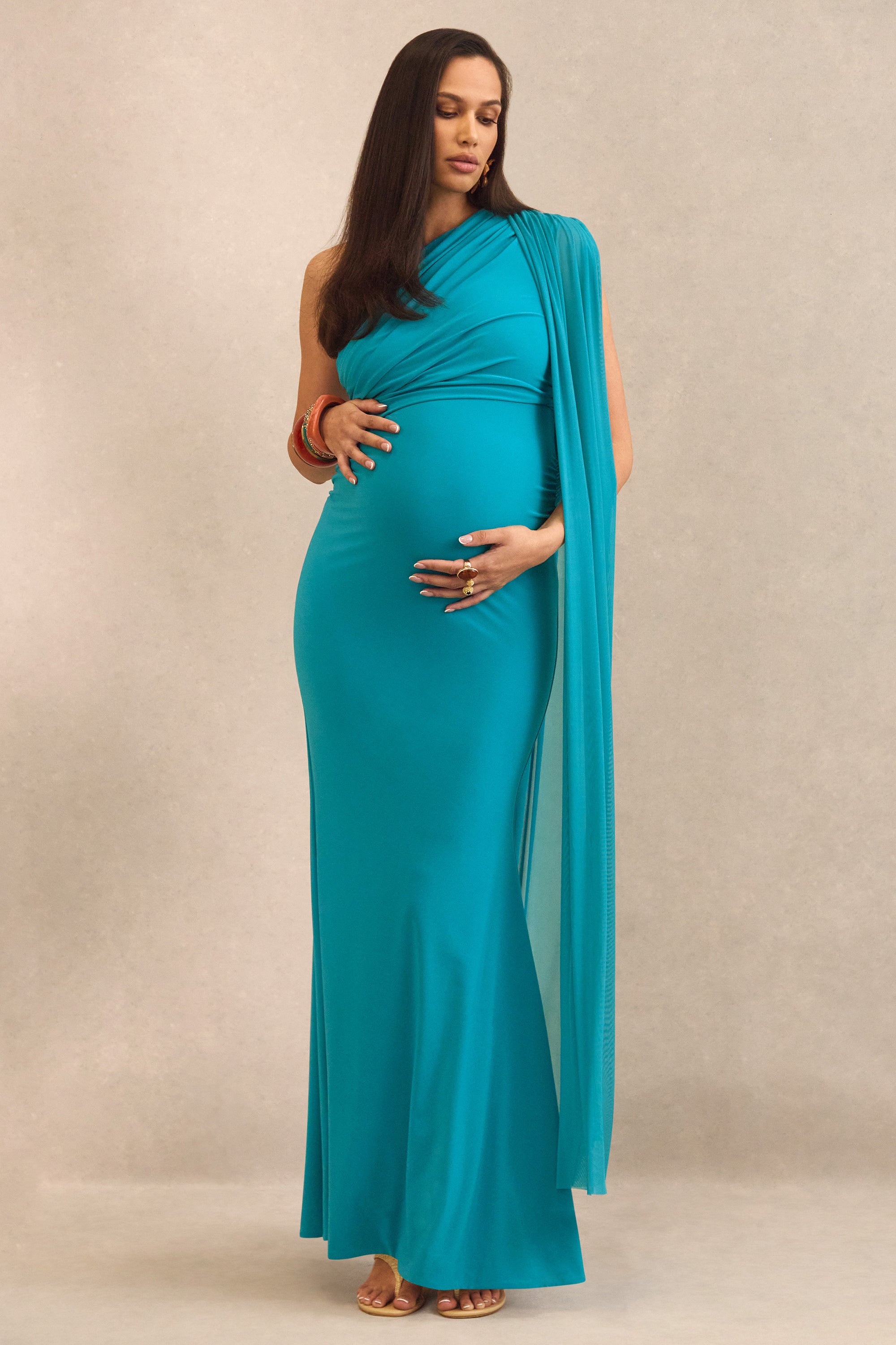 CL138456012 - Aylena Turquoise Asymmetric-Neck Maternity Maxi Dress With Sash Detail1.jpg