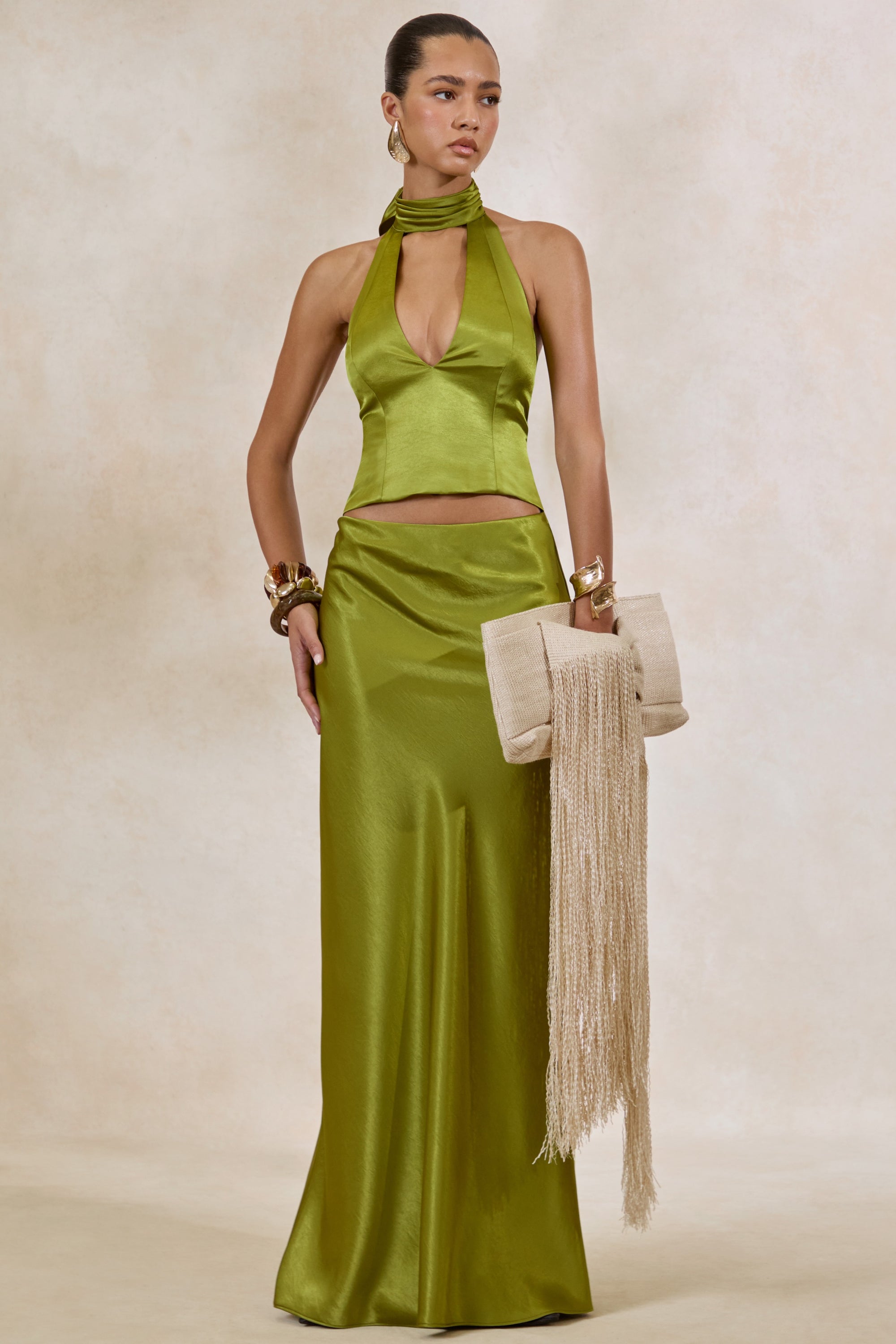 ECM_HR_CL138550031 - Lareina _ Olive Satin Maxi Skirt + CL138549031 - Lareina _ Olive Satin Halter-Neck Top 0.jpg