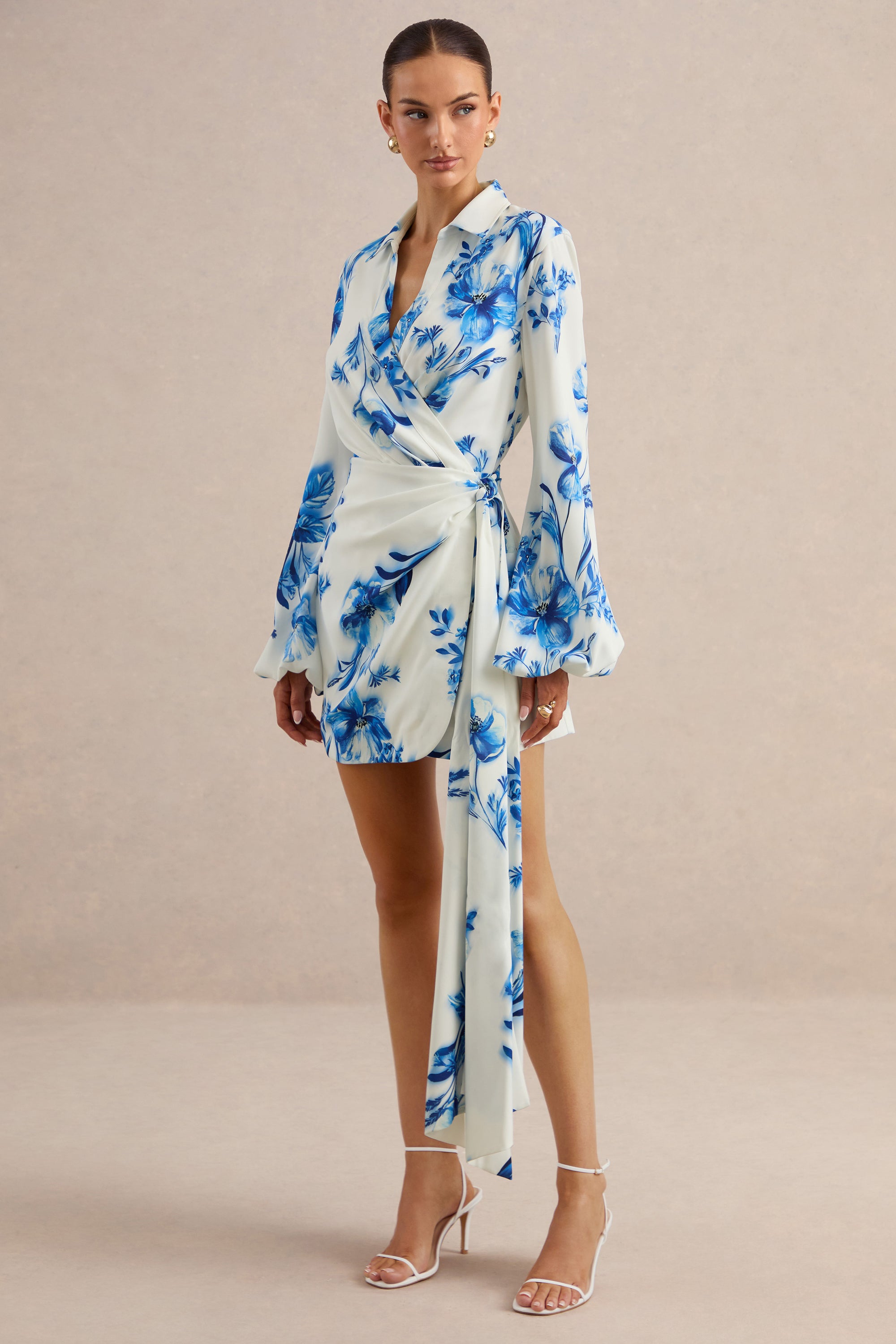 ECM_HR_CL138569153 - Itzara | Blue Floral Print Plunge-Neck Wrap Dress With Belt Detail 2.jpg