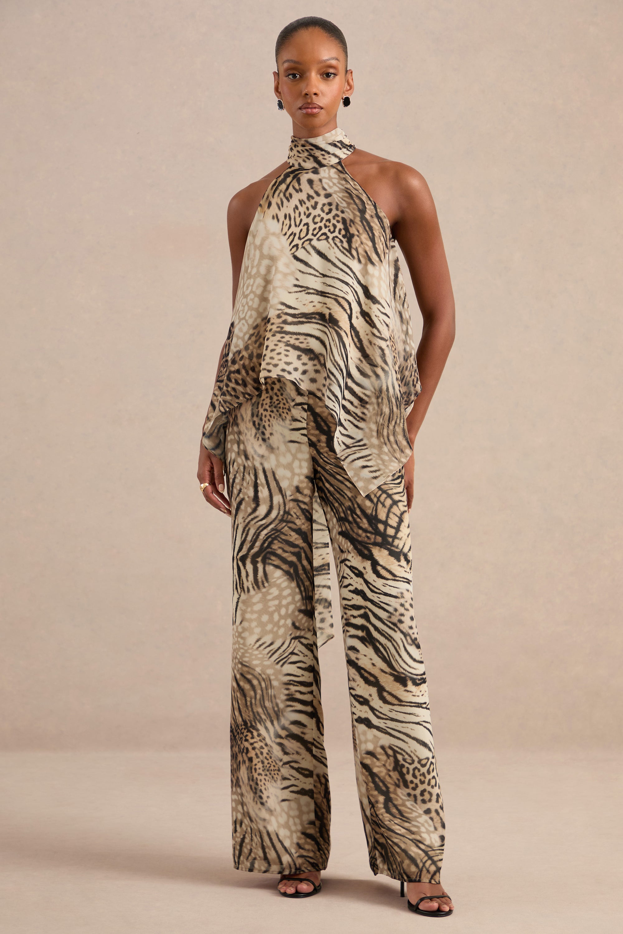 CL138703021 - Yarae Brown Animal Print Chiffon Trousers0.jpg
