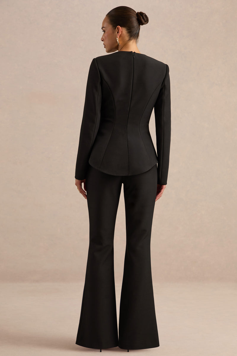 CL138705001 - Ysabel Black Kick Flare Tailored Trousers9.jpg