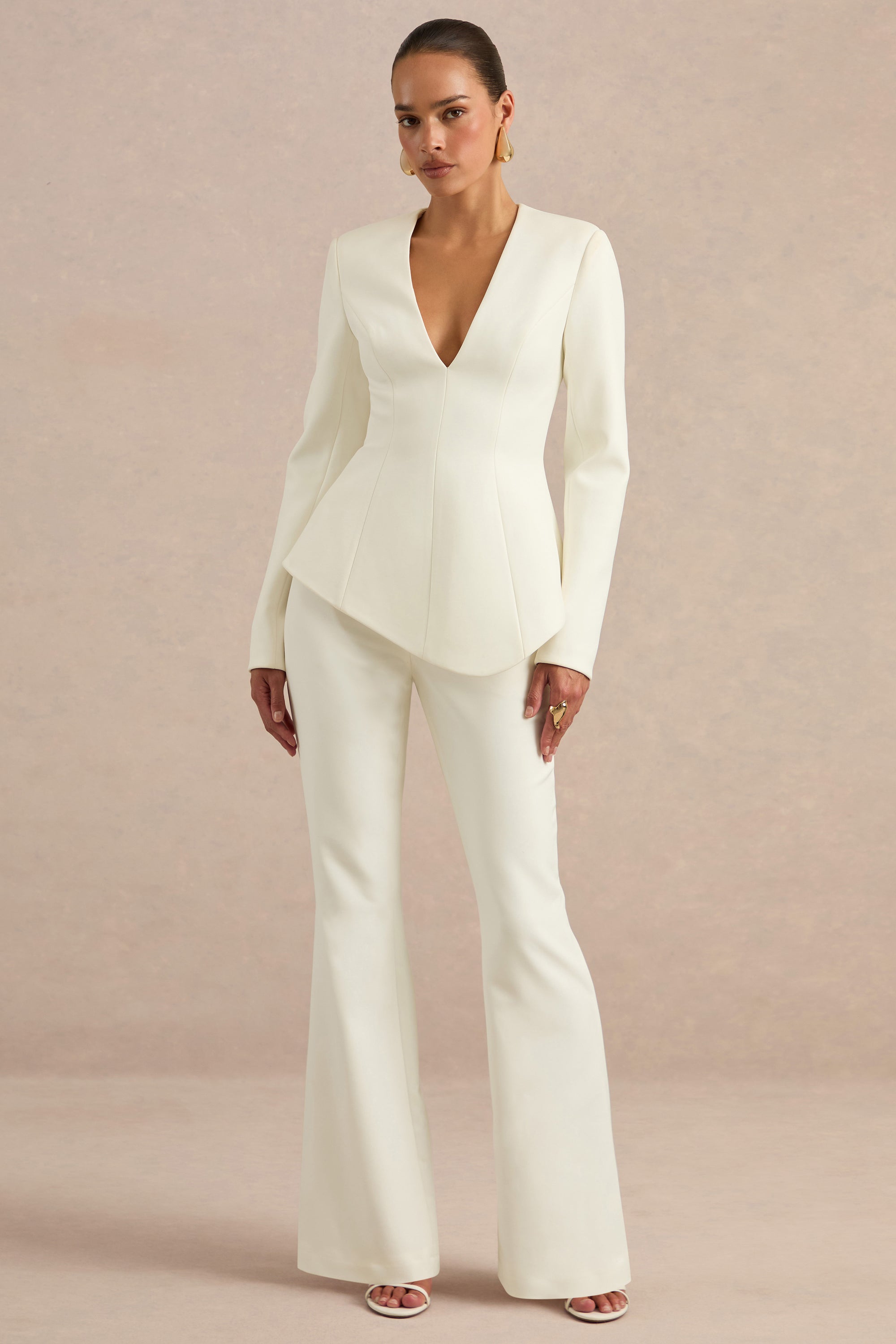 CL138705111 - Ysabel Cream Kick Flare Tailored Trousers1.jpg