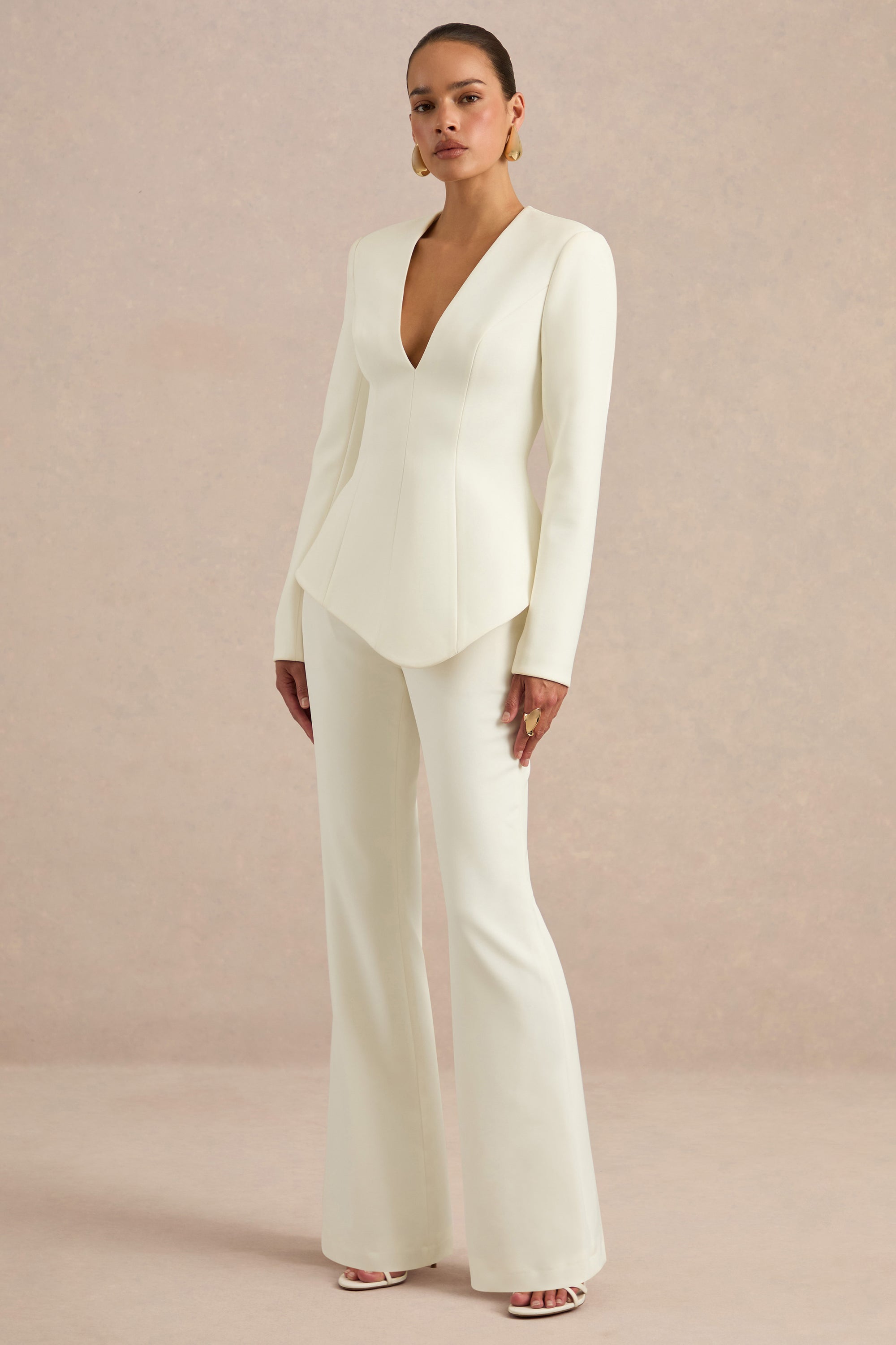 CL138705111 - Ysabel Cream Kick Flare Tailored Trousers2.jpg