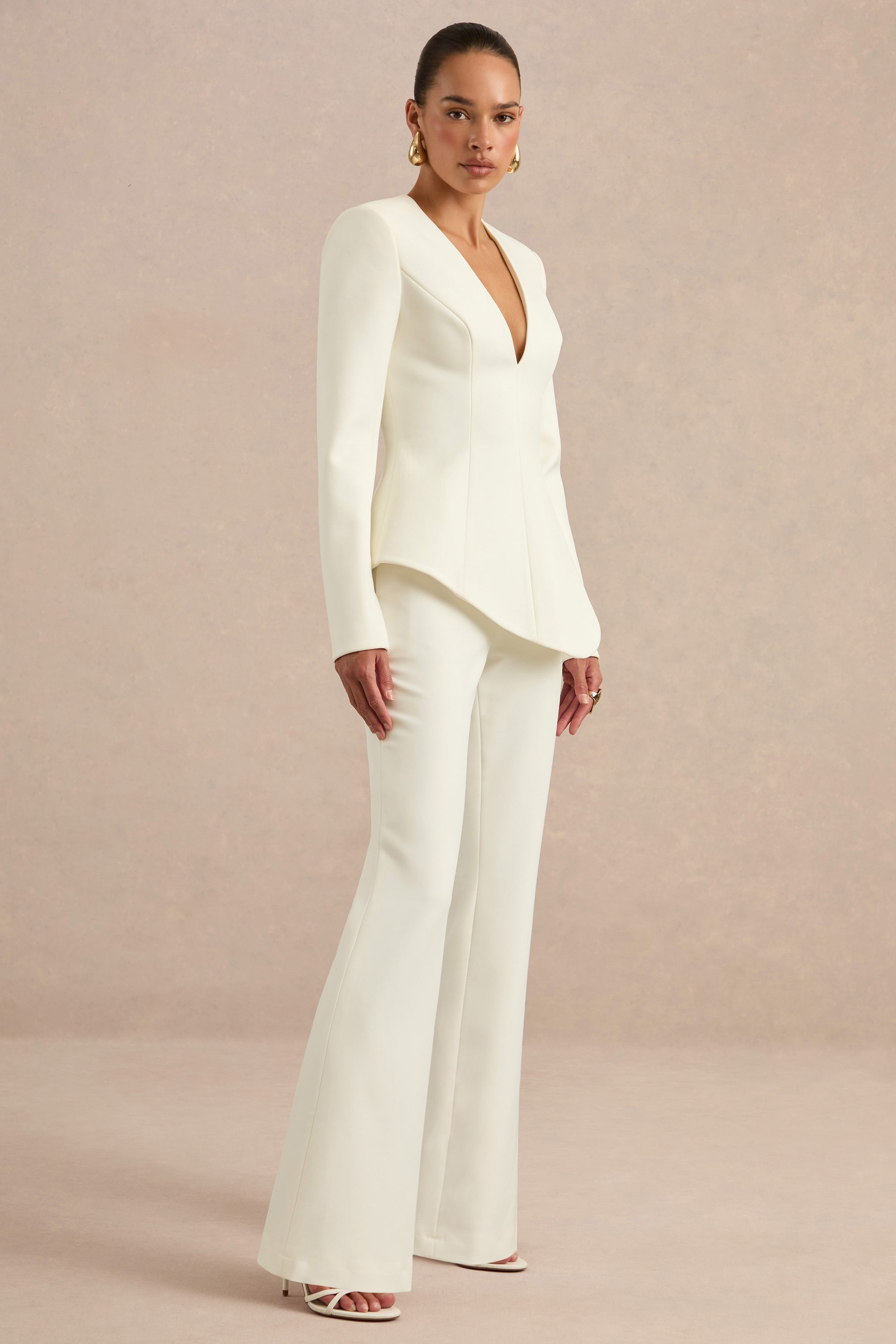 CL138705111 - Ysabel Cream Kick Flare Tailored Trousers3.jpg