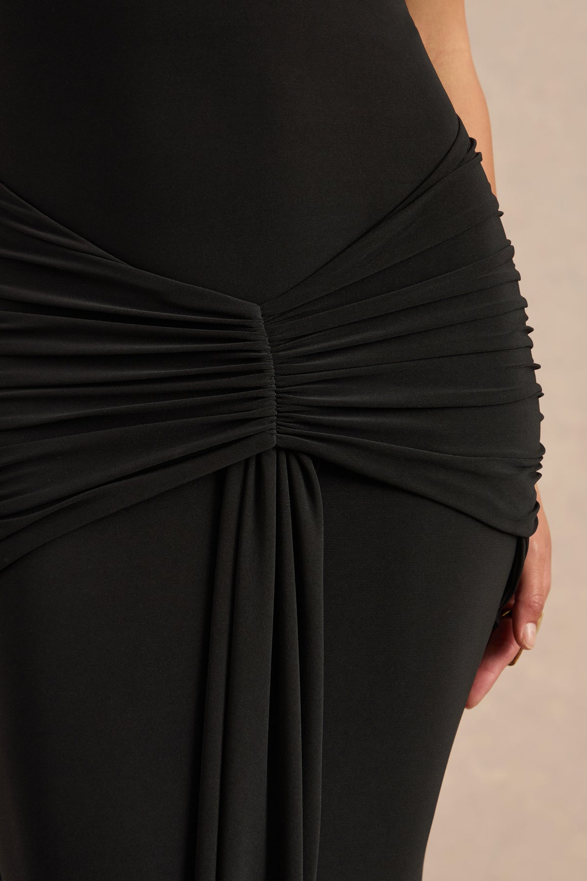 ECM_HR_CL138707001 - Avalie Black Plunge-Neck Maxi Dress With Gathered Detailing4.jpg