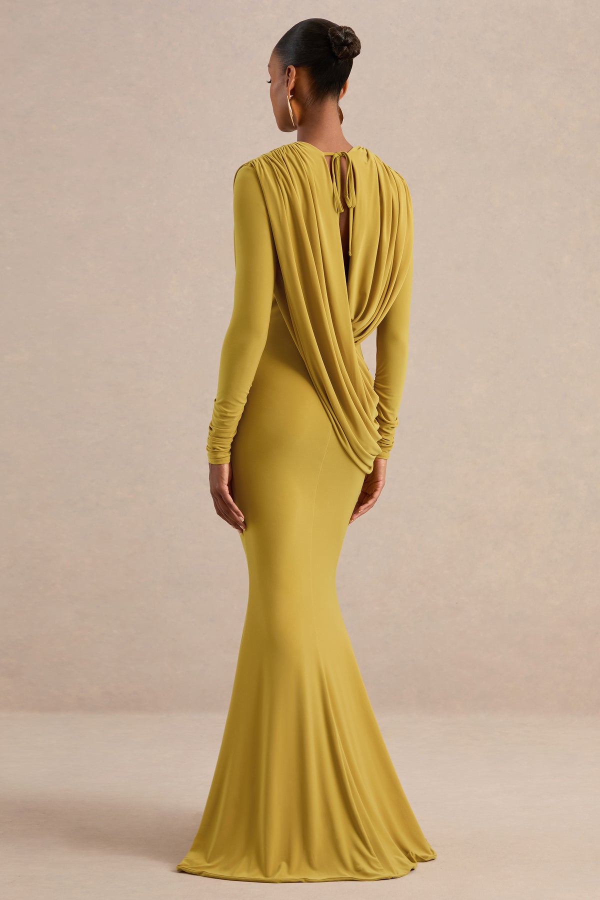 ECM_HR_CL138709122 - Azmina Mustard V-Neck Maxi Dress With Draped Detailing5.jpg