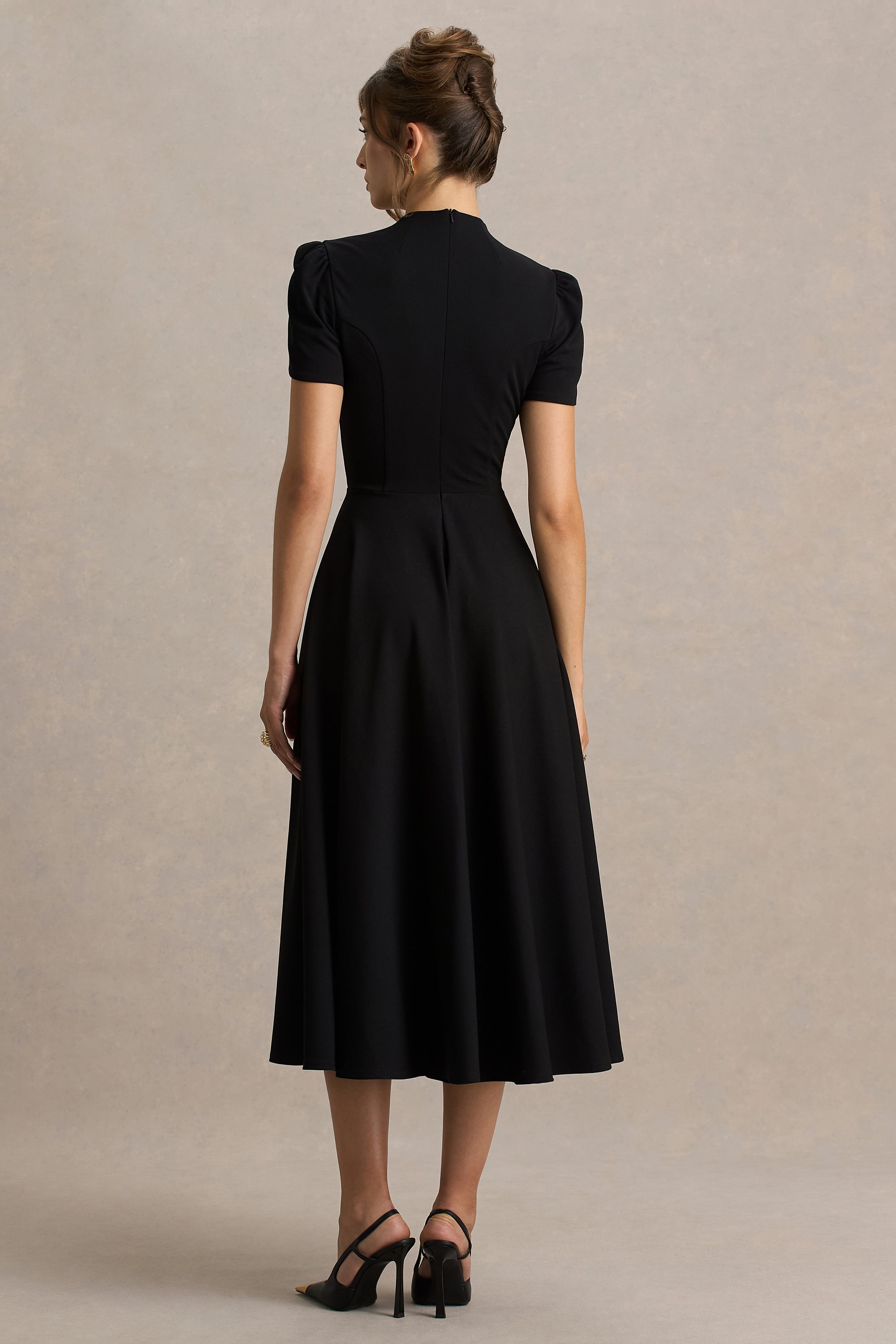 ECM_HR_CL138715001 - Vicky Black High Neck Midi Dress With Puff Sleeves 02.jpg
