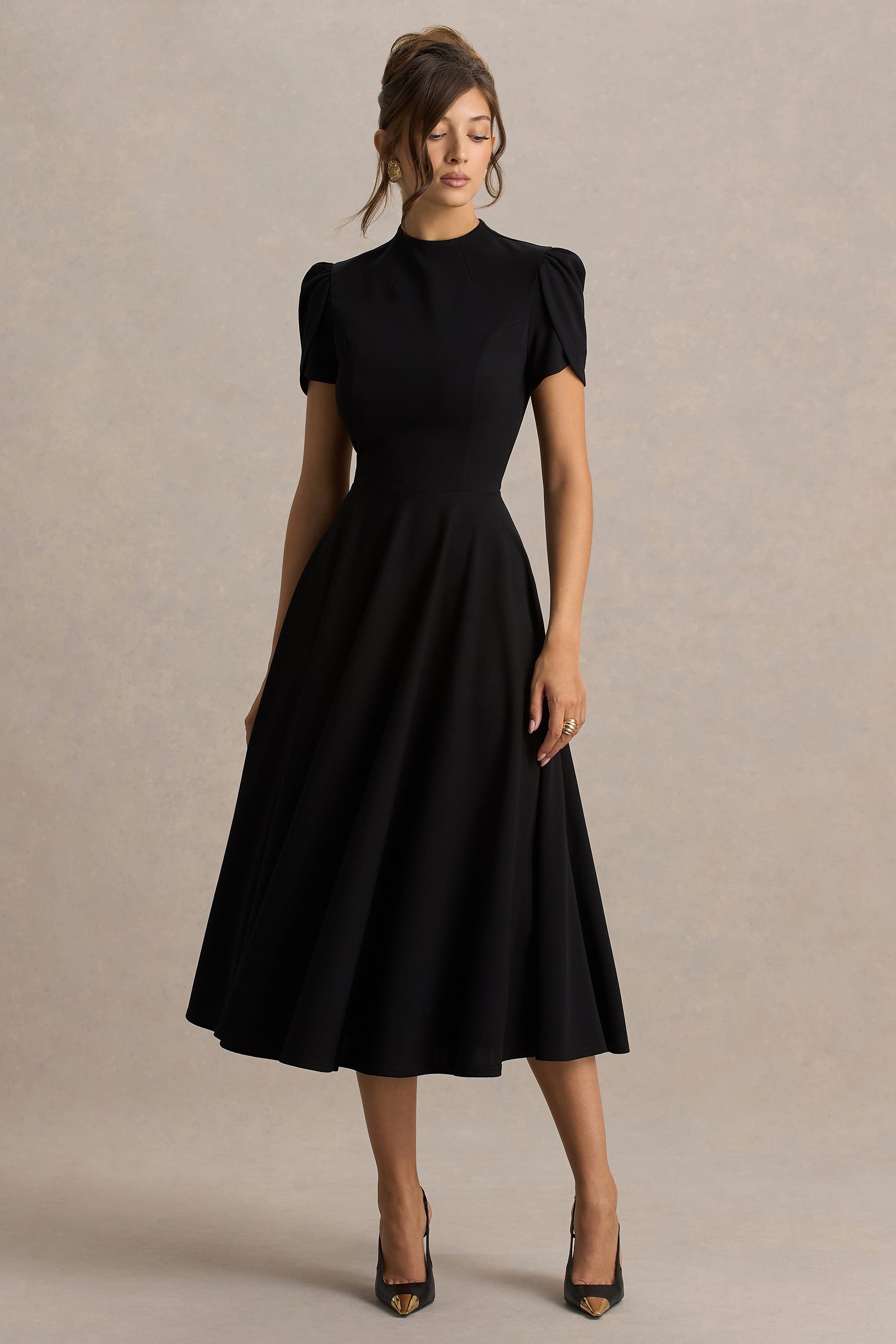 ECM_HR_CL138715001 - Vicky Black High Neck Midi Dress With Puff Sleeves 04.jpg