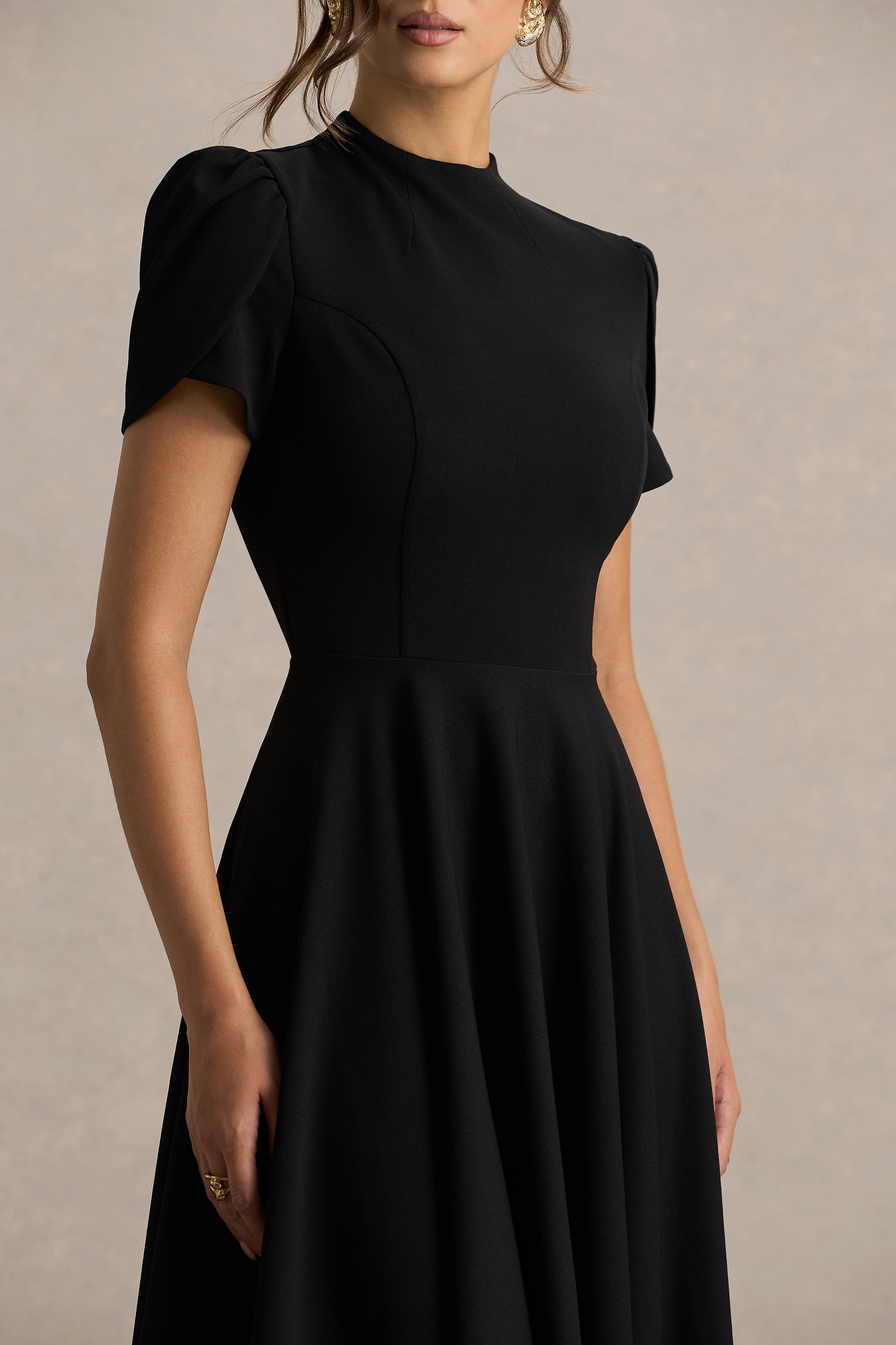 ECM_HR_CL138715001 - Vicky Black High Neck Midi Dress With Puff Sleeves 06.jpg