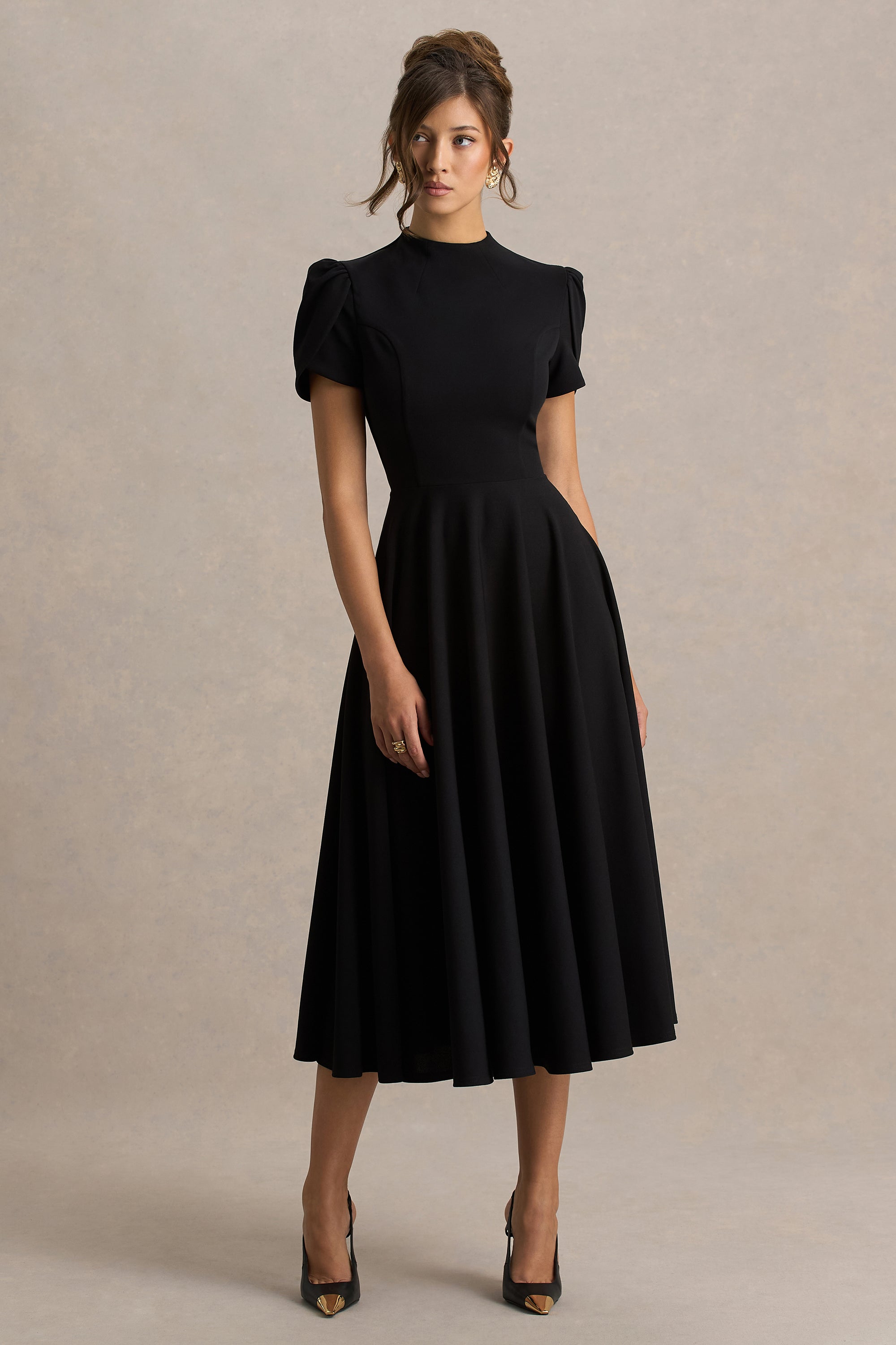 ECM_HR_CL138715001 - Vicky Black High Neck Midi Dress With Puff Sleeves 09.jpg