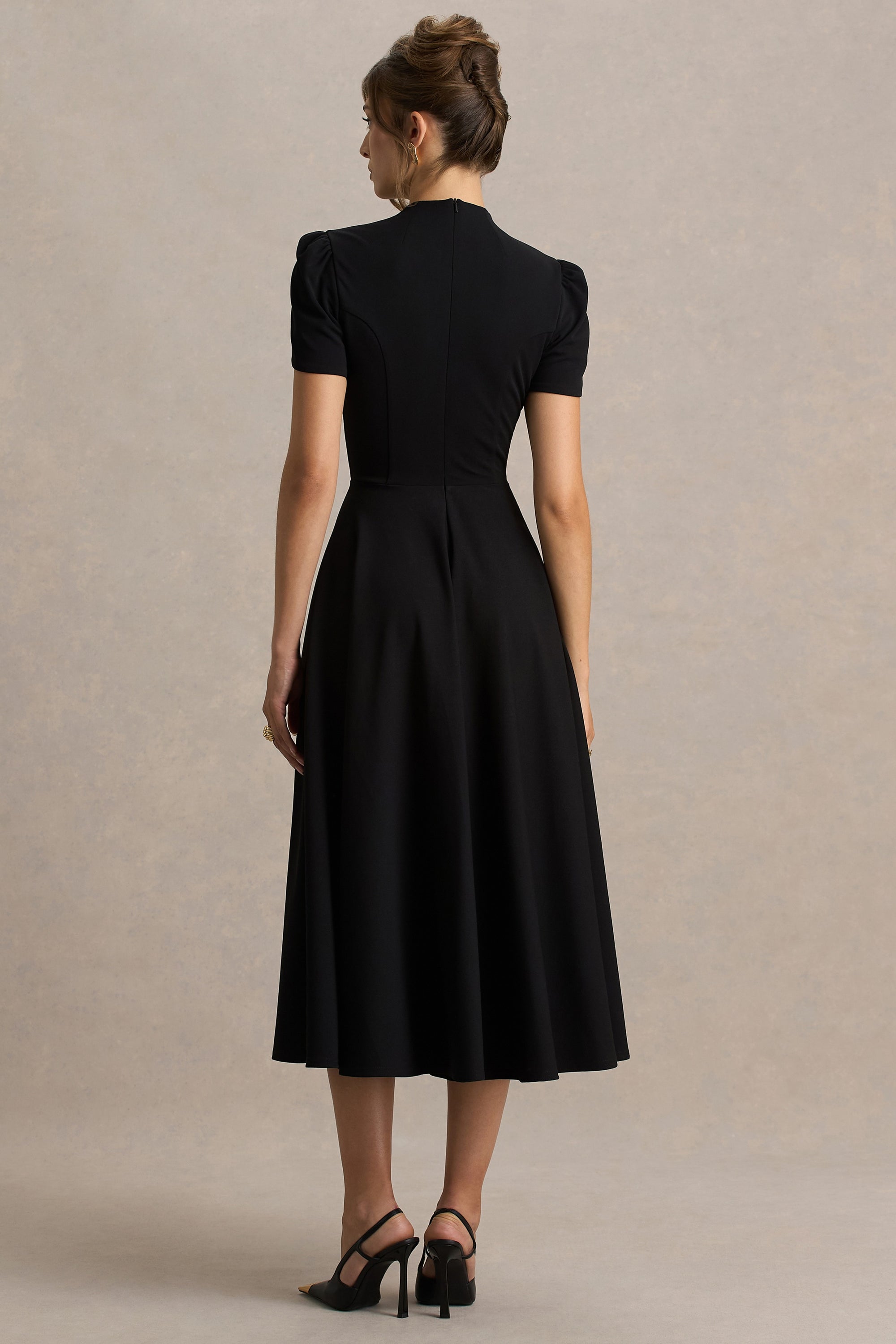 HR_CL138715001 - Vicky Black High Neck Midi Dress With Puff Sleeves 02.jpg
