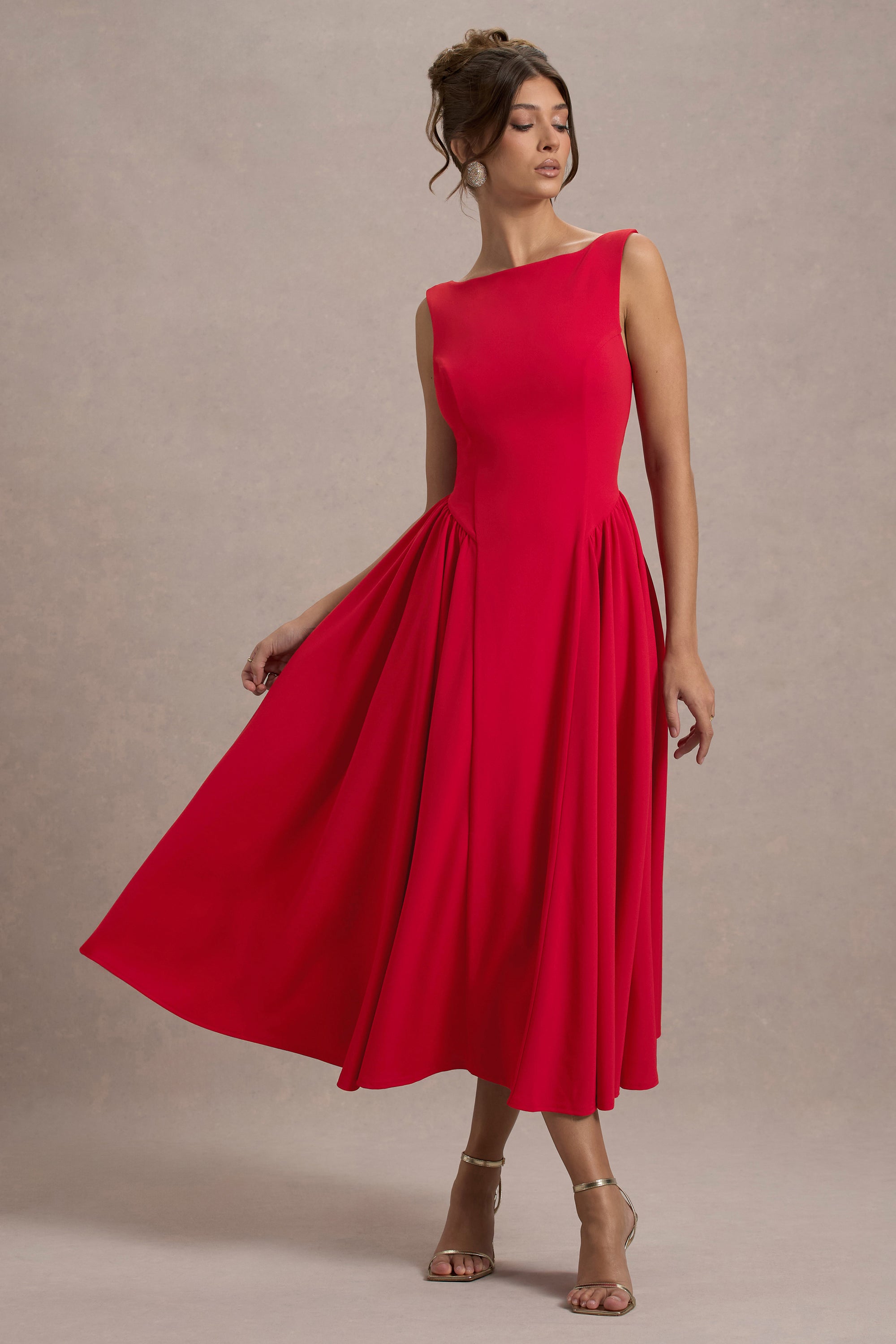 ECM_HR_CL138731100 - Muriel Red Boat-Neck Volume-Hem Midi Dress2.jpg