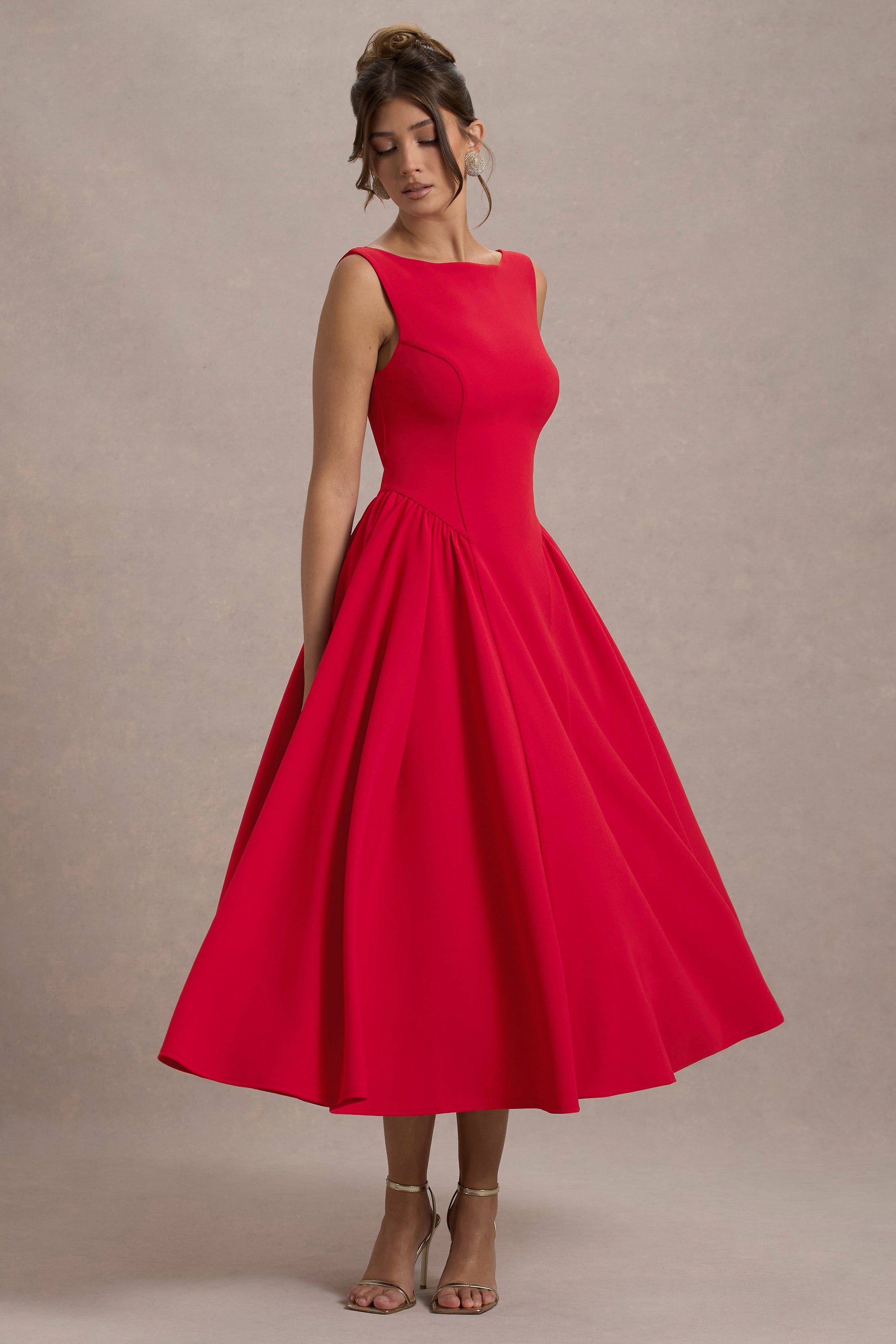ECM_HR_CL138731100 - Muriel Red Boat-Neck Volume-Hem Midi Dress7.jpg