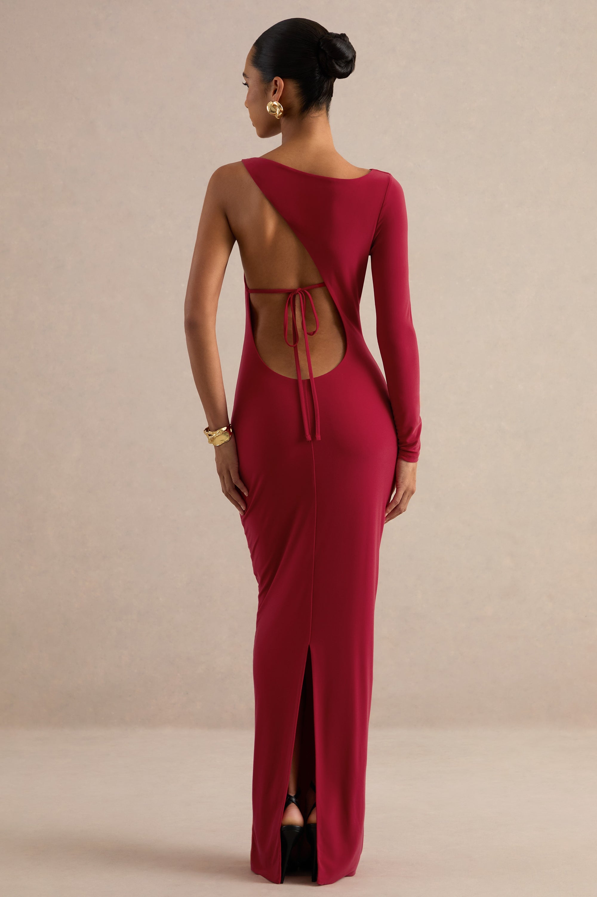 ECM_HR_CL138761100 - Kestrel _ Red Round-Neck One Sleeve Maxi Dress5.jpg