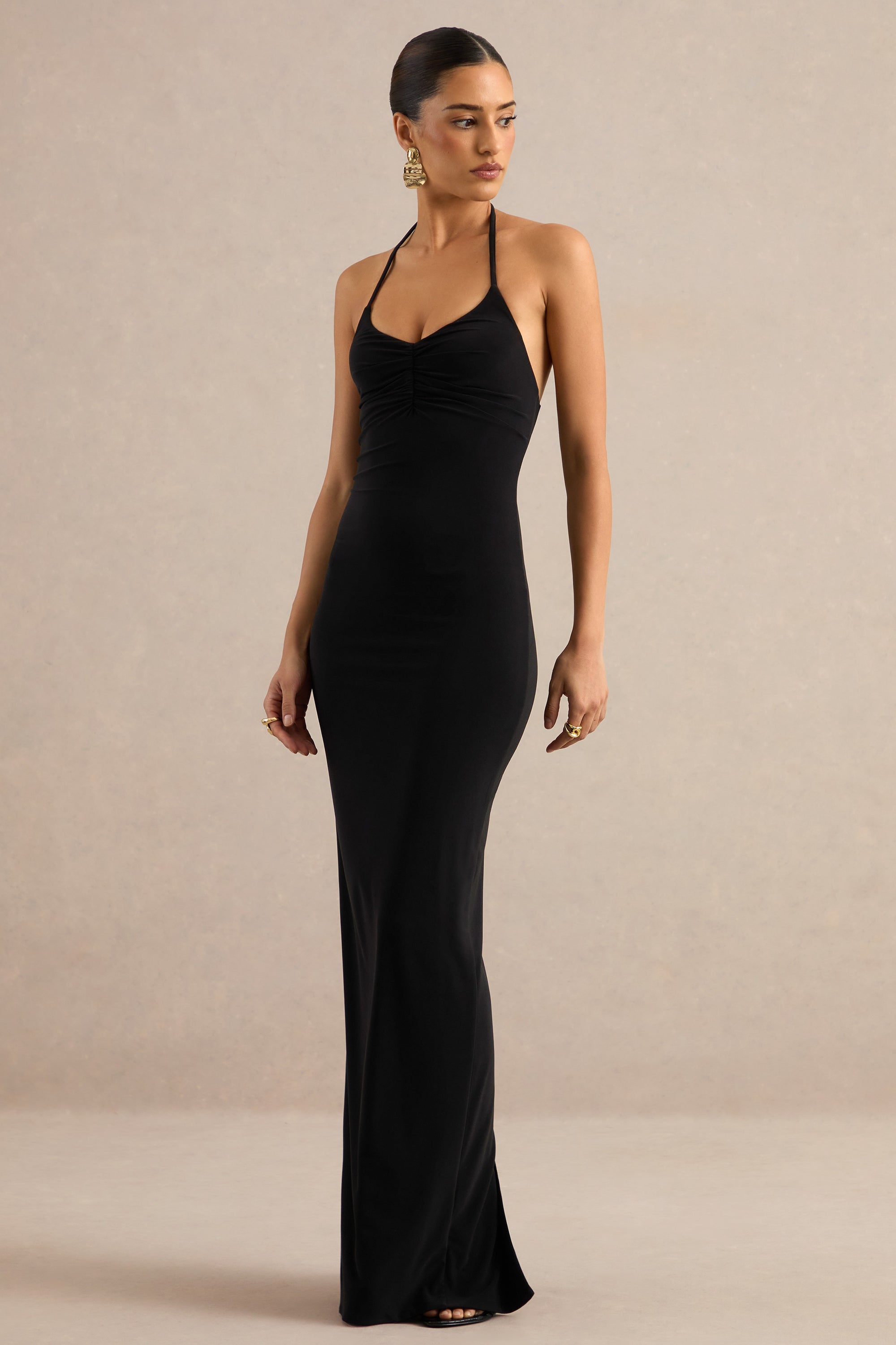 ECM_HR_CL138763001 - Lailah _ Black Halter-Neck Maxi Dress With Ruched Detail1.jpg