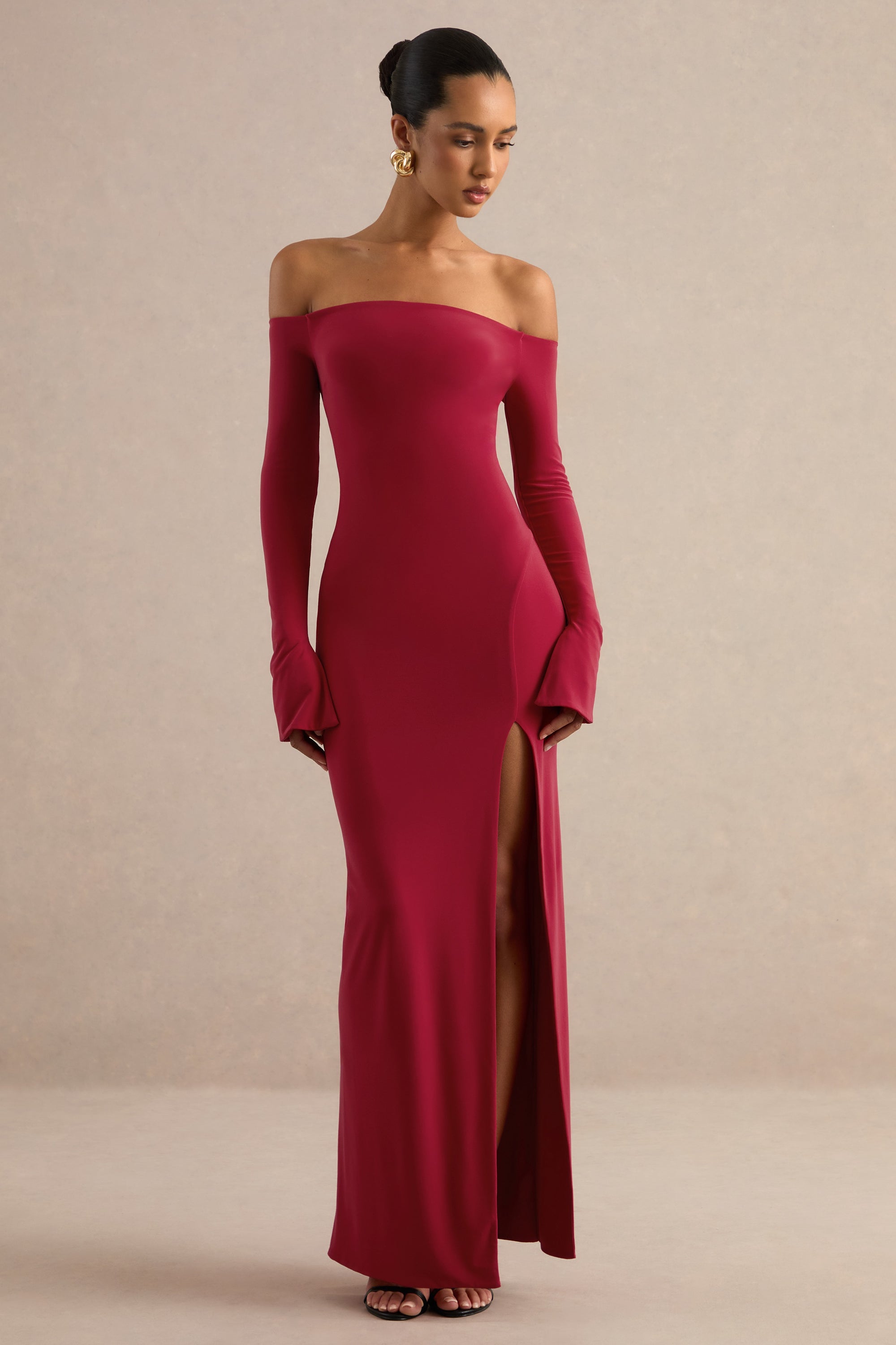 ECM_HR_CL138767100 - Liviae _ Red Bardot-Neck Maxi Dress With Bell Sleeves And Front Split 2.jpg