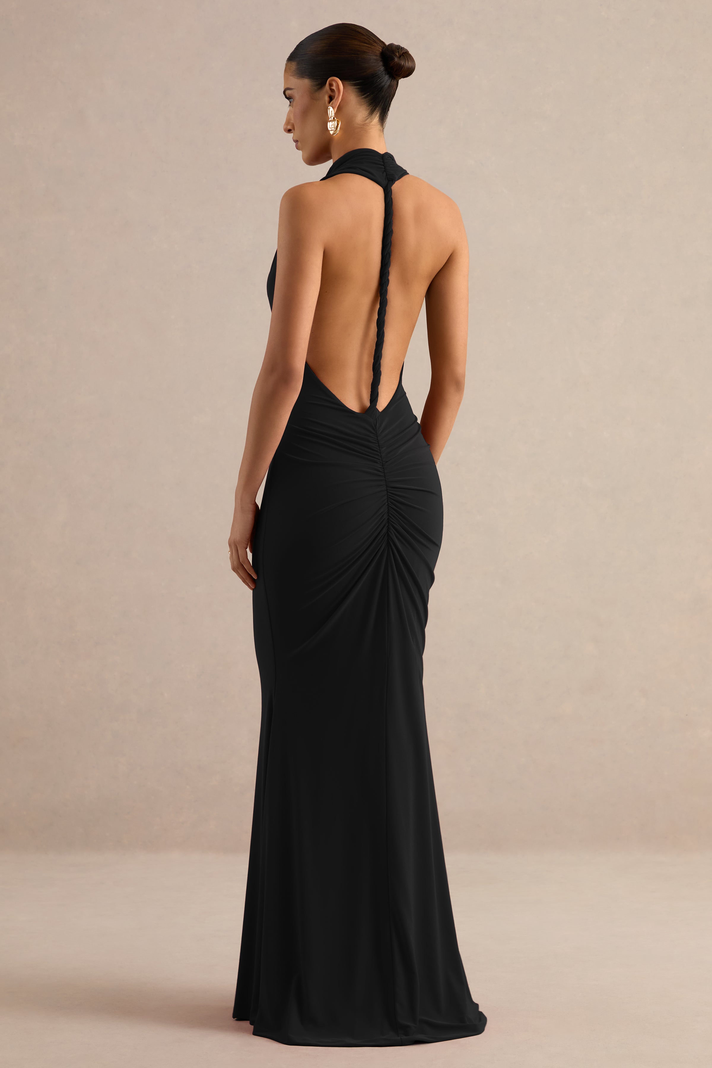 Lyrielle | Black Halter-Neck Maxi Dress