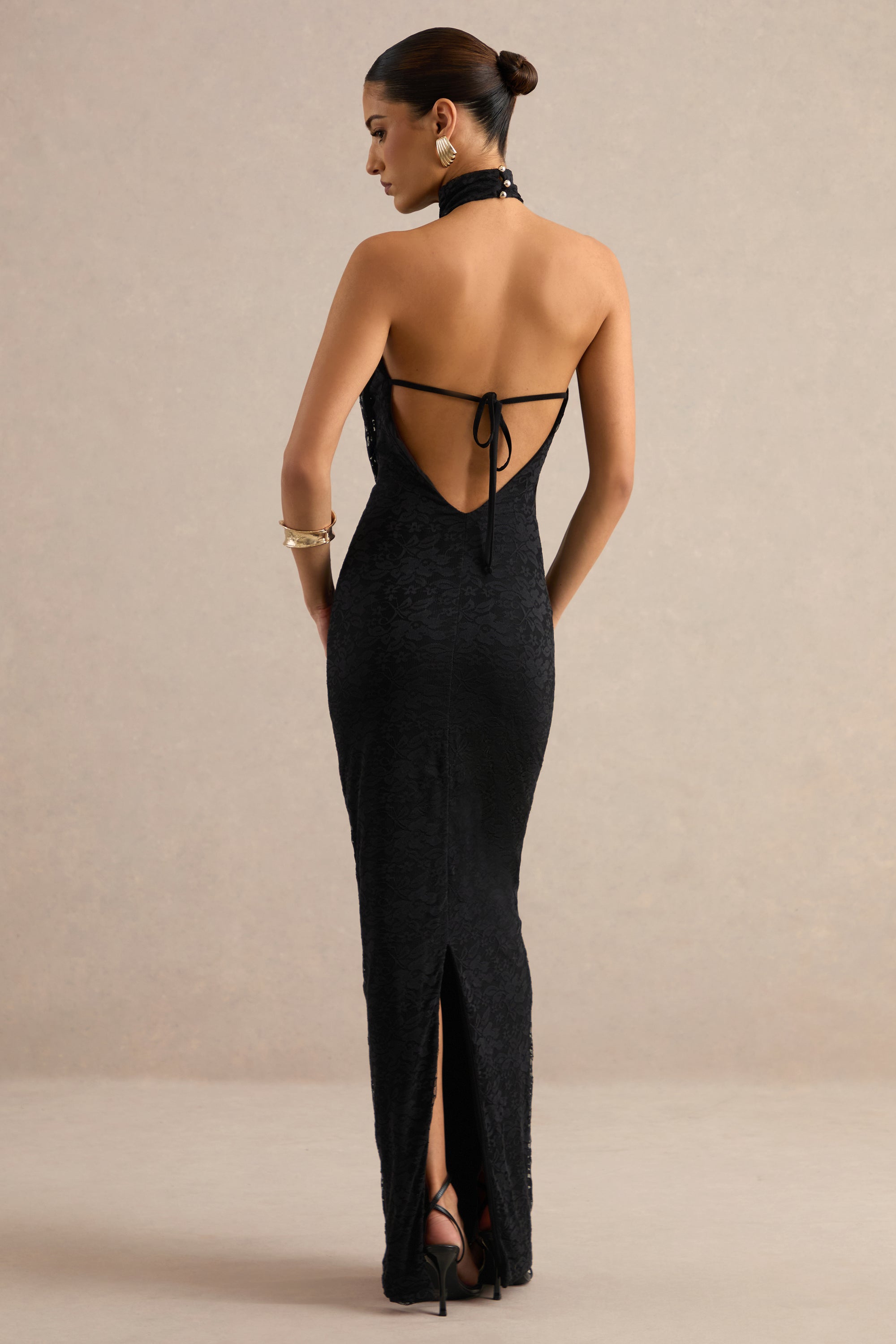 ECM_HR_CL138773001 - Magda | Black Lace Cowl Plunge-Neck Maxi Dress With Collar Detail 6.jpg
