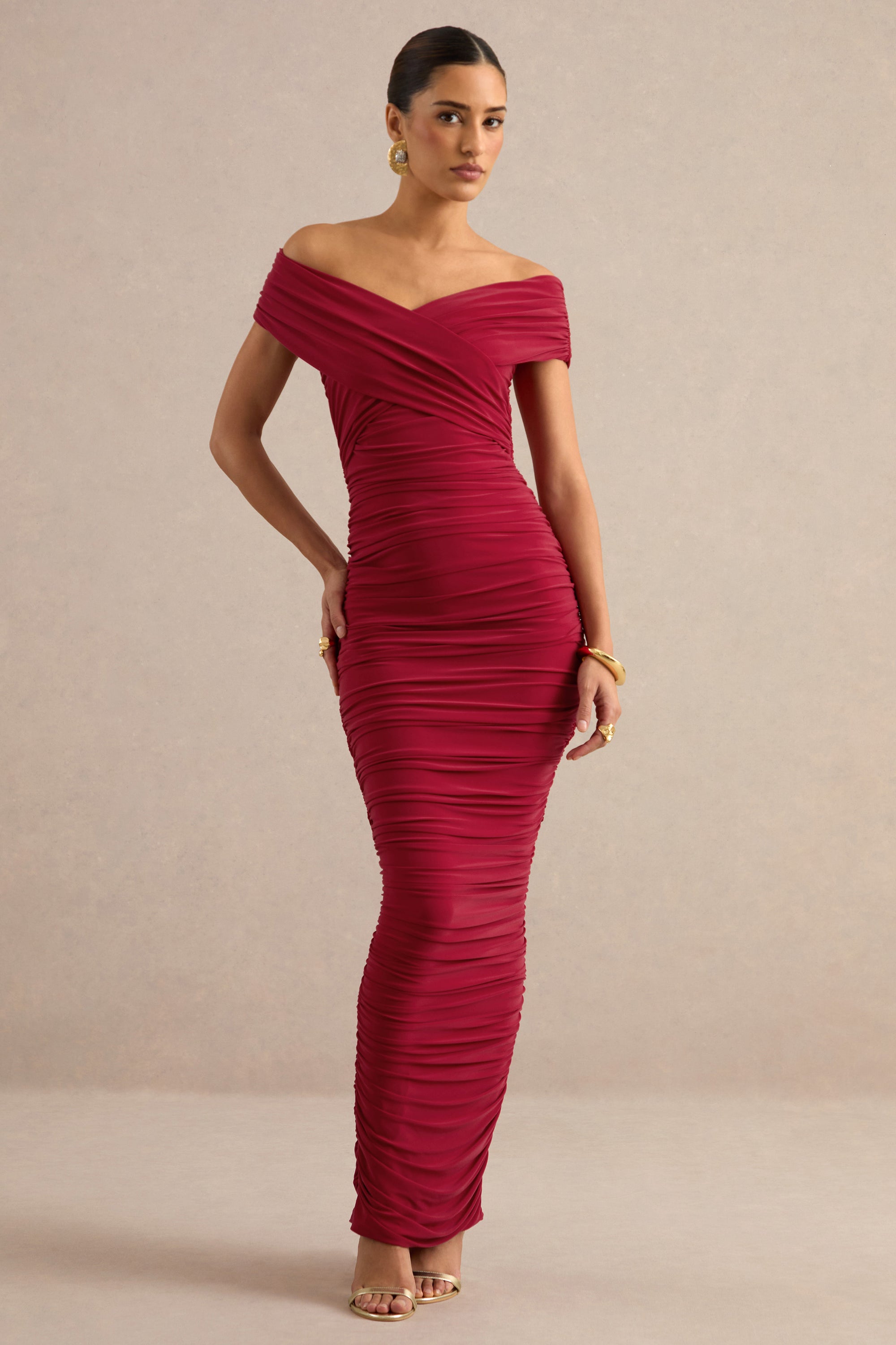 ECM_HR_CL138781100 - Evelora _ Red Wrapped Bardot-Neck Maxi Dress With Ruched Detailing 0.jpg