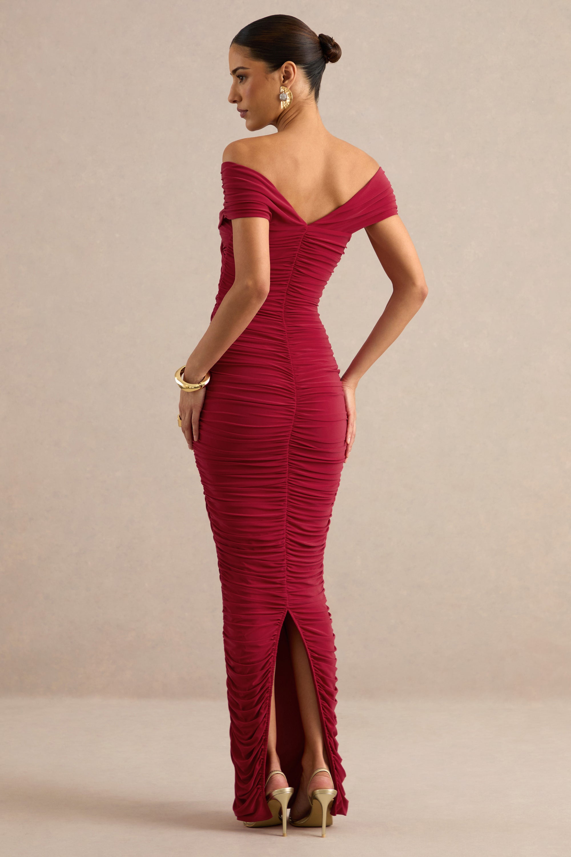 ECM_HR_CL138781100 - Evelora _ Red Wrapped Bardot-Neck Maxi Dress With Ruched Detailing 4.jpg