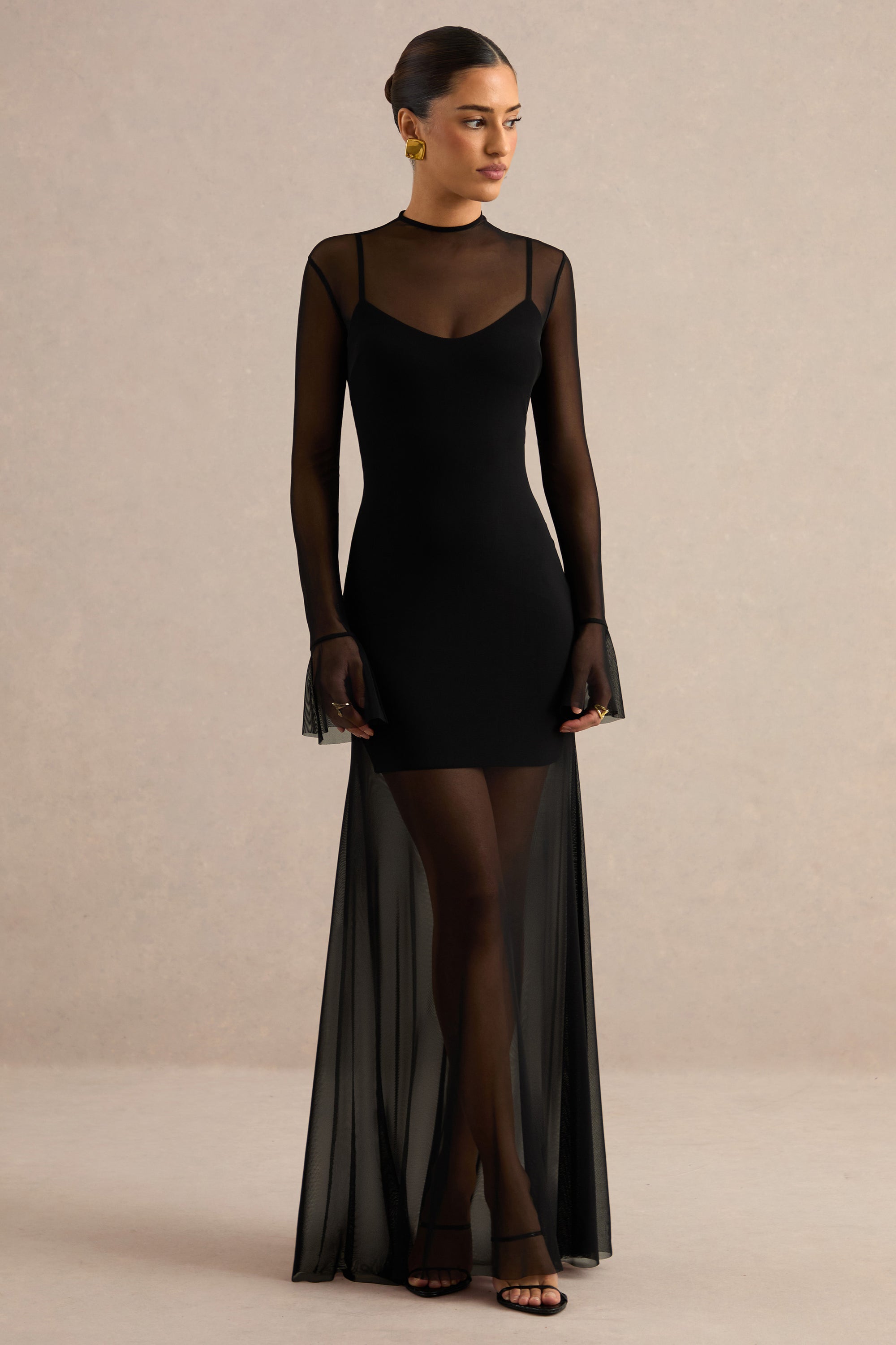 ECM_HR_CL138795001 - Florisa | Black Mesh High-Neck Maxi Dress 2.jpg
