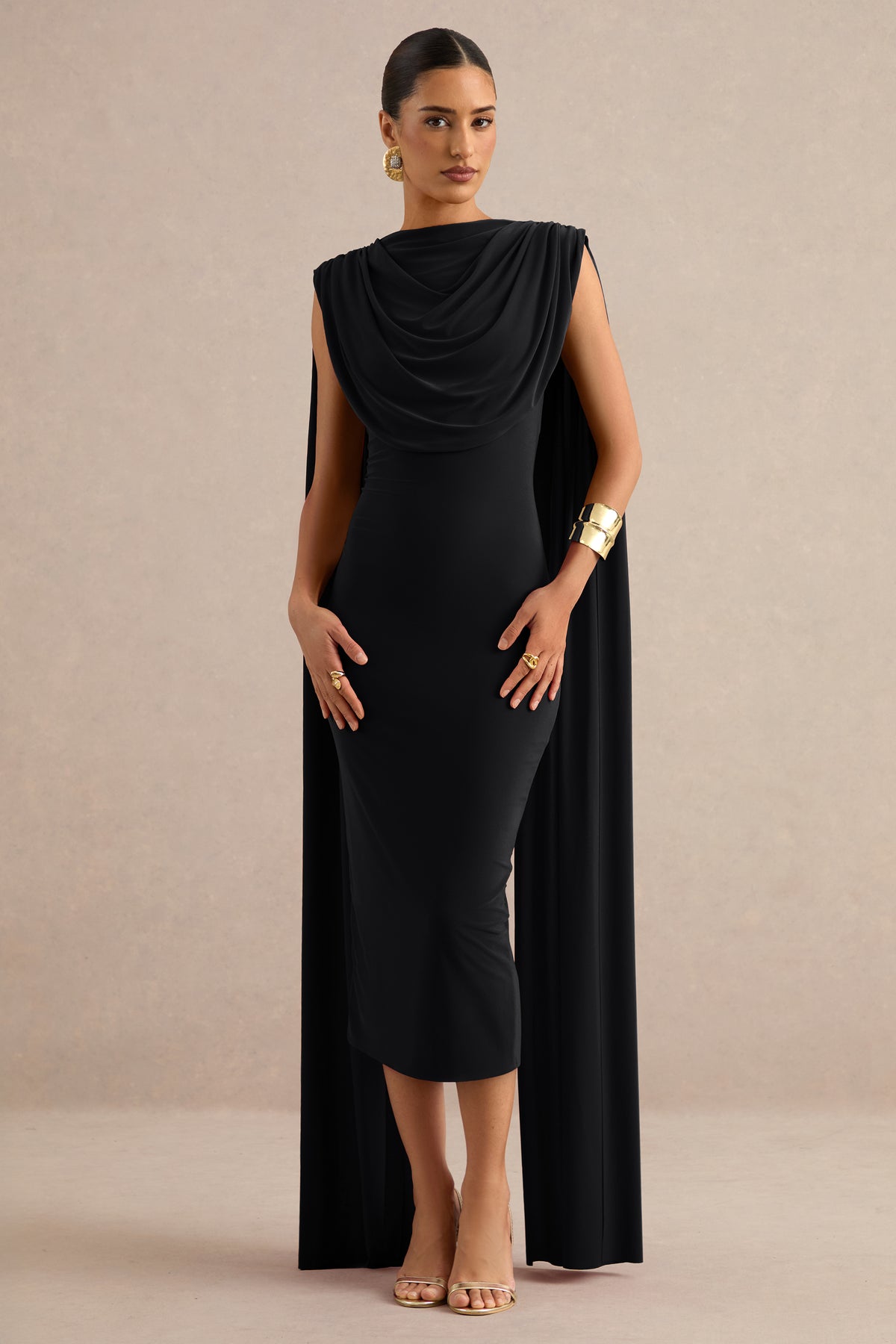 ECM_HR_CL138797001 - Hanneli | Black Wide-Neck Midi Dress With Cape Sleeves 1.jpg