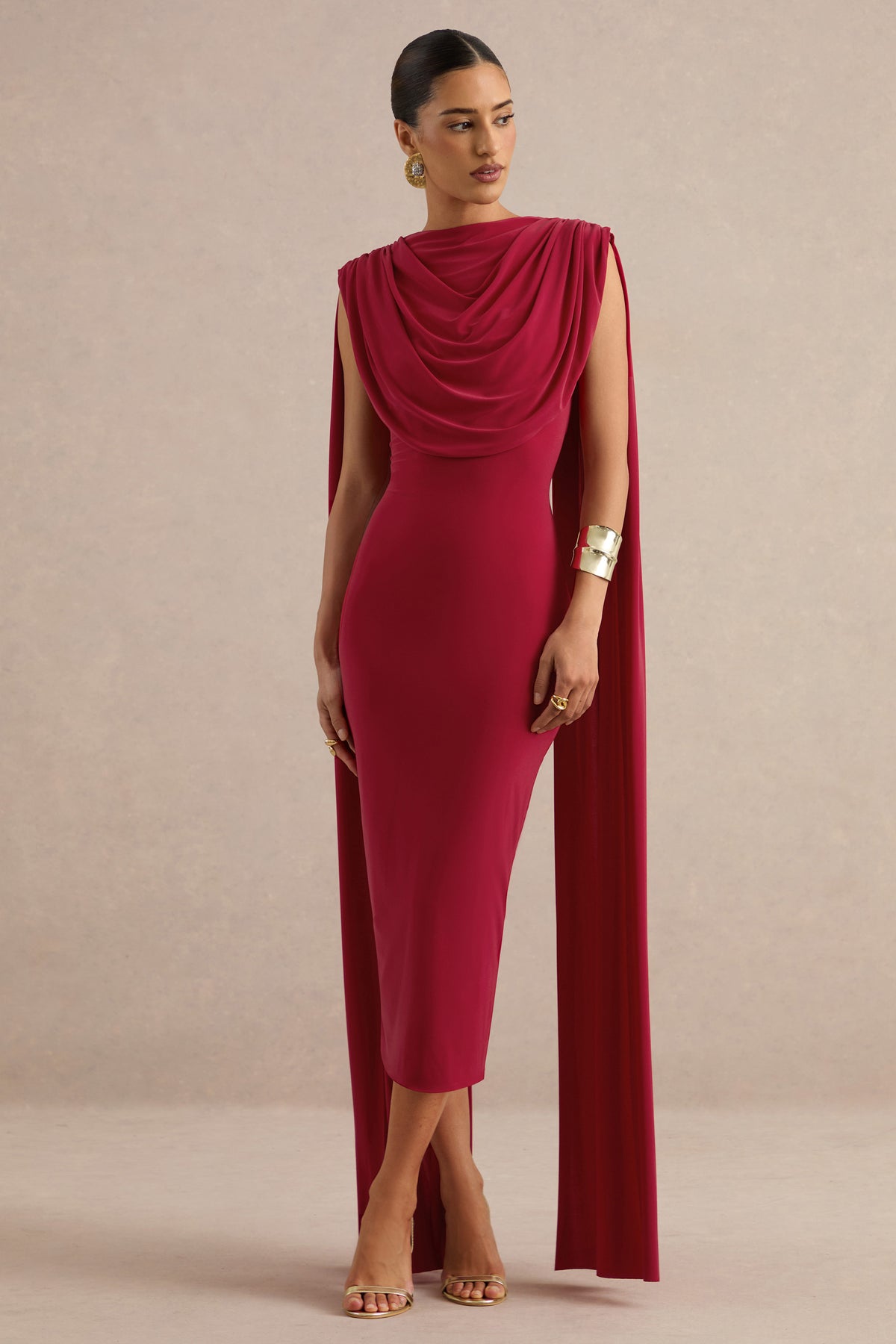 ECM_HR_CL138797100 - Hanneli | Red Wide-Neck Midi Dress With Cape Sleeves0.jpg