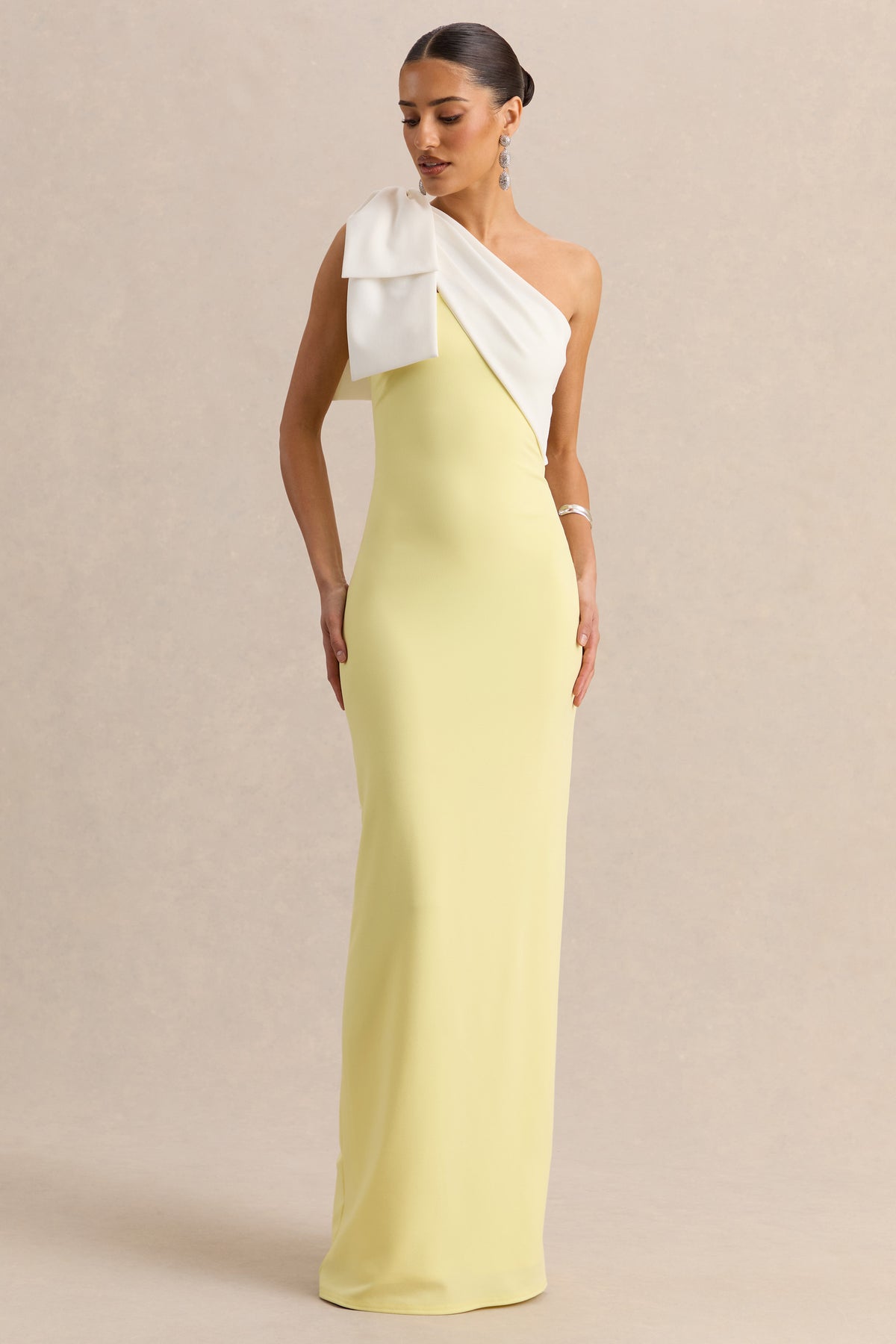 ECM_HR_CL138806121 - Adara - Lemon & White Asymmetric-Neck Maxi Dress With Bow-Detail - 01.jpg