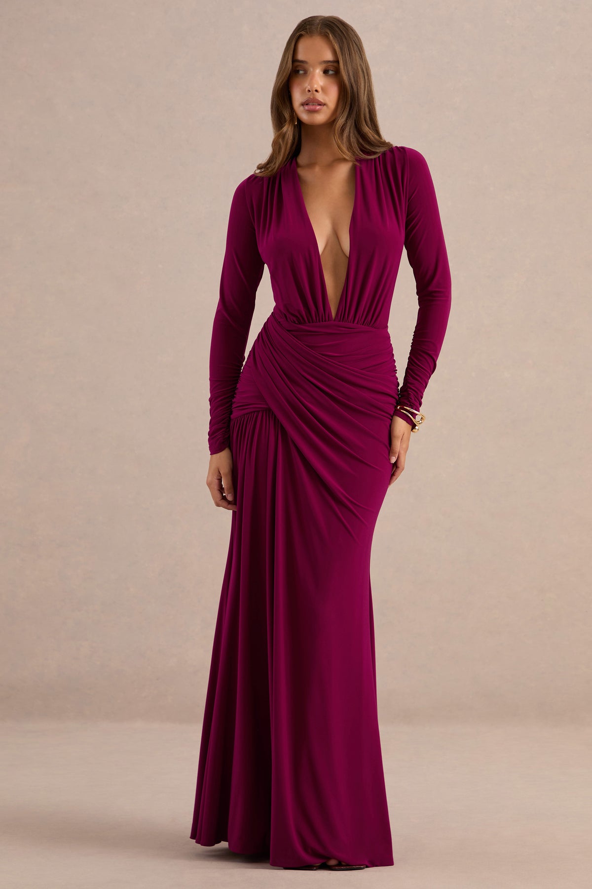 ECM_HR_CL138821102 - Tahlina Burgundy Plunge-Neck Maxi Dress1.jpg