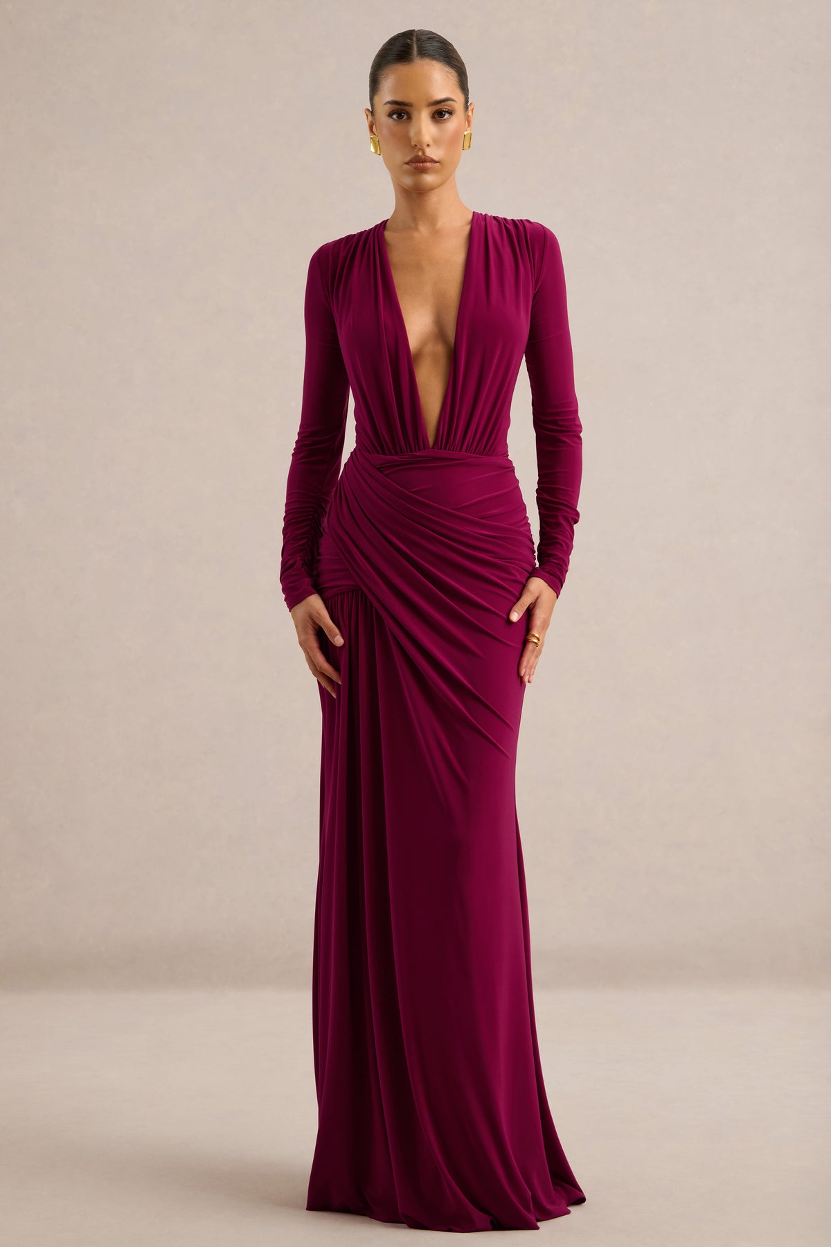 ECM_HR_CL138821102 - Tahlina _ Burgundy Plunge-Neck Maxi Dress0.jpg