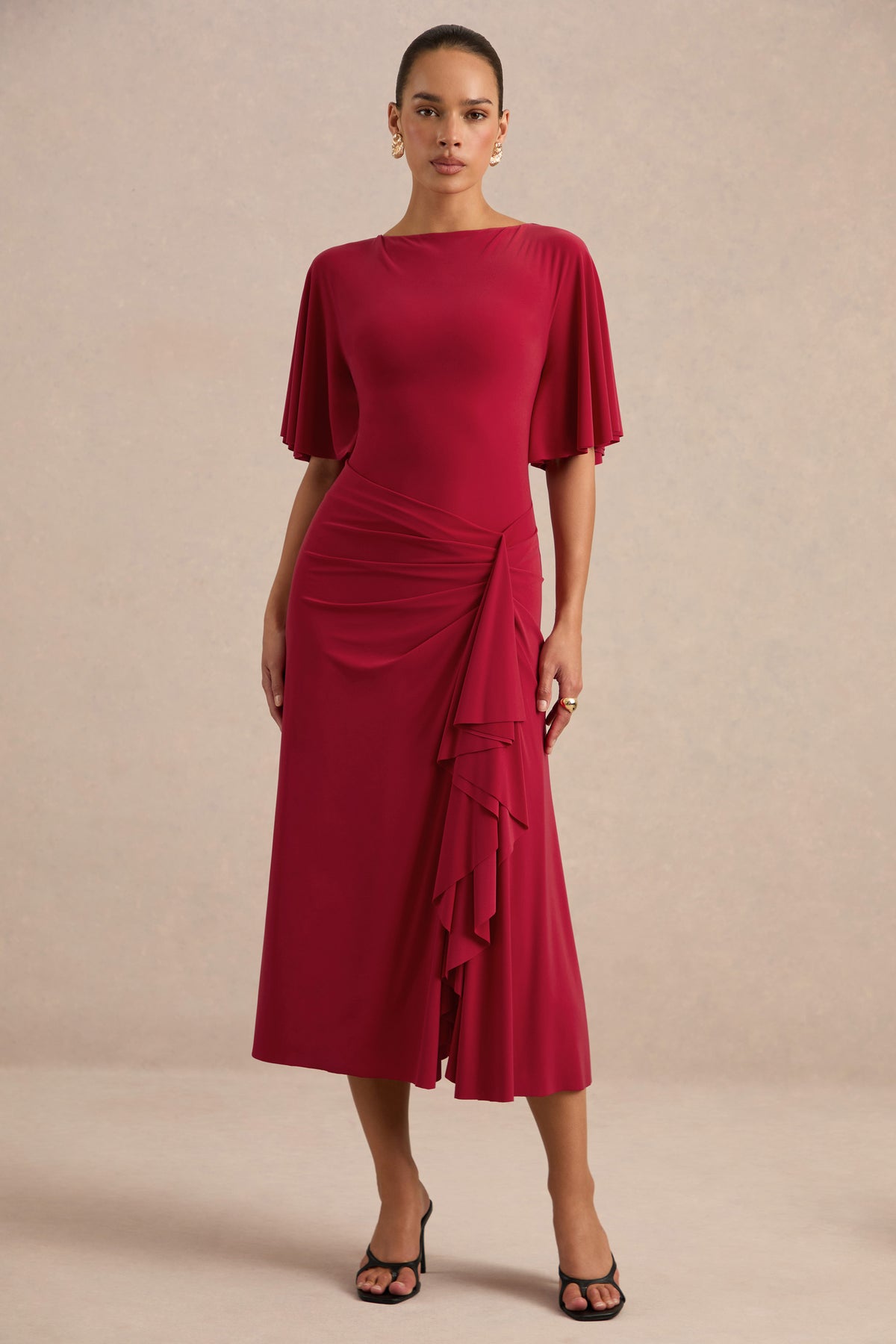 ECM_HR_CL138839100 - Elettra Red Cape Short Sleeve Boat Neck Maxi Dress0.jpg