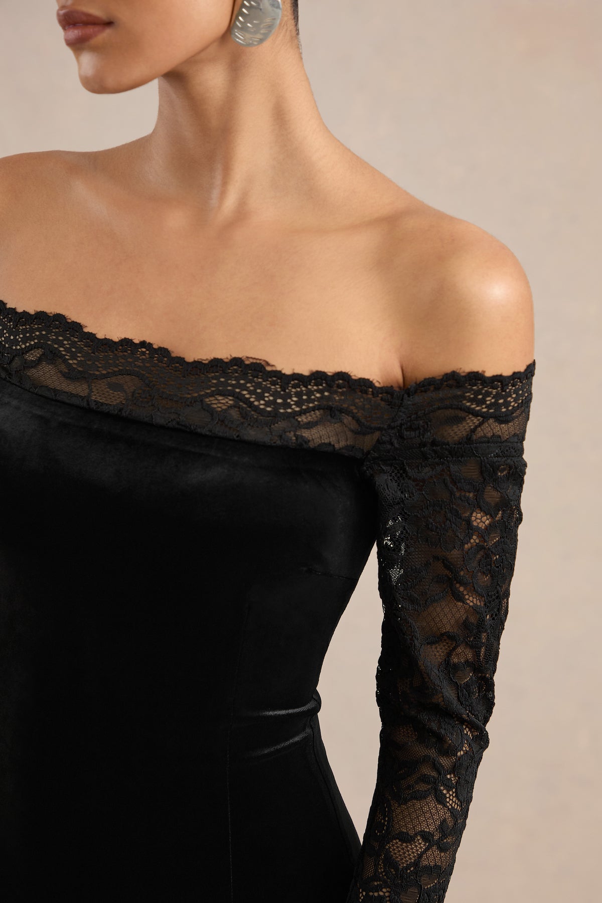 ECM_HR_CL138860001 - Laura _ Black Velvet Bardot Maxi Dress With Lace Long Sleeves4.jpg