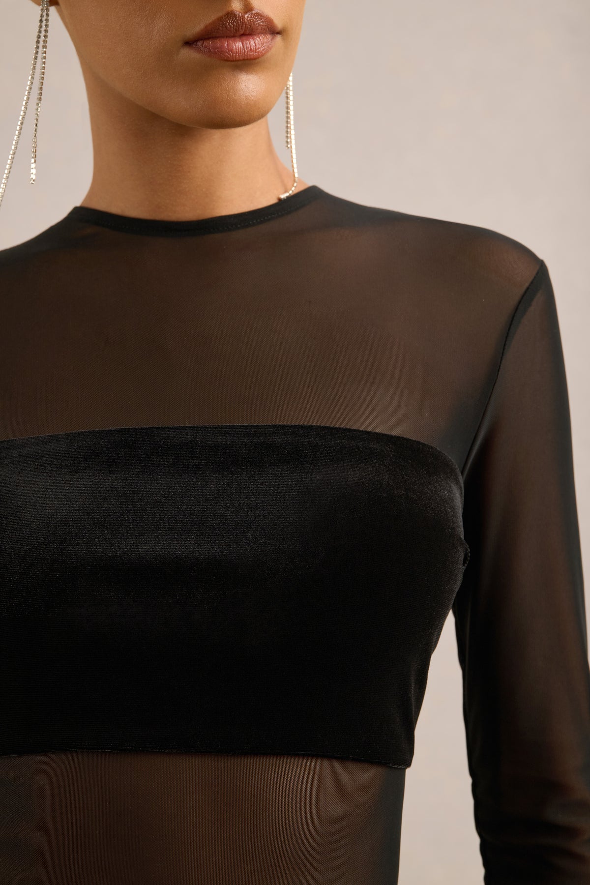 ECM_HR_CL138871001 - Marika _ Black Velvet Mesh Insert Maxi Dress with Thigh Split4.jpg