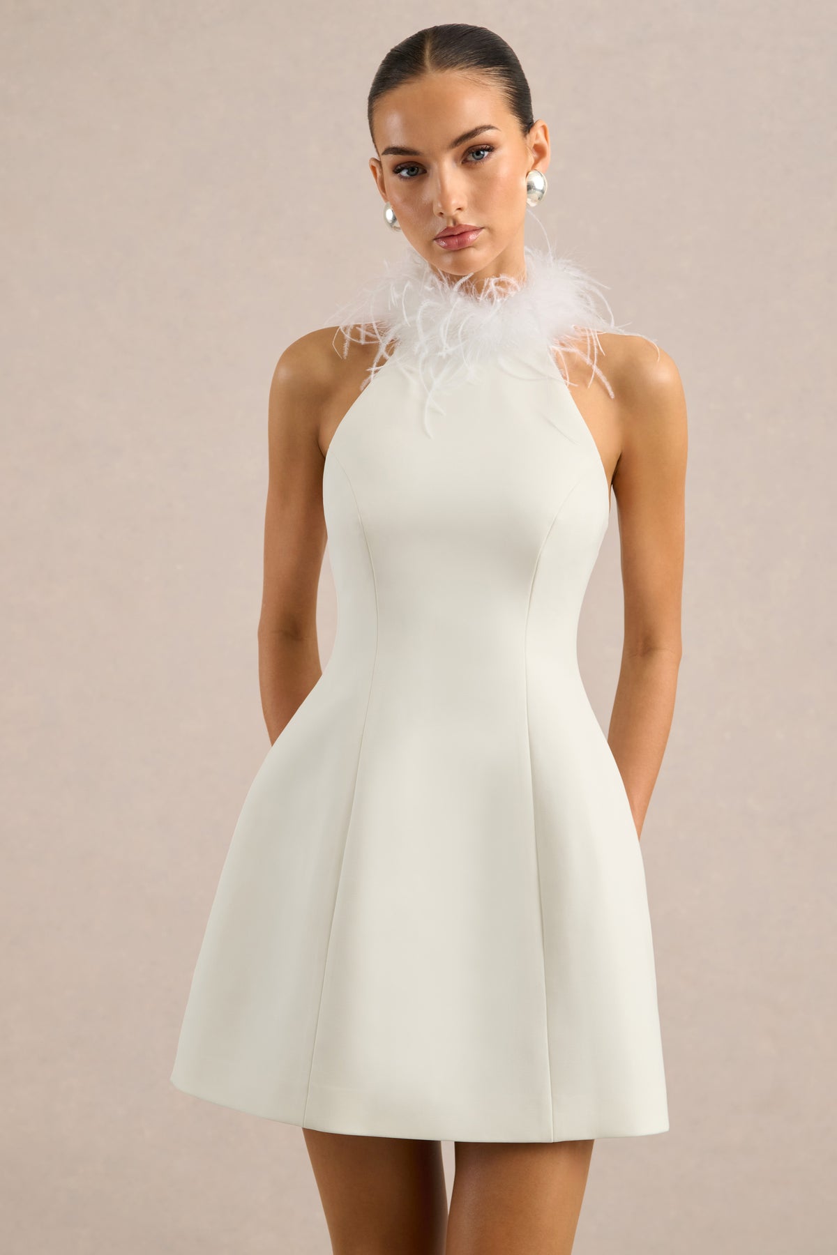 ECM_HR_CL139185110 - Vela - White High Neck Mini Dress With Feather Detailing2.jpg