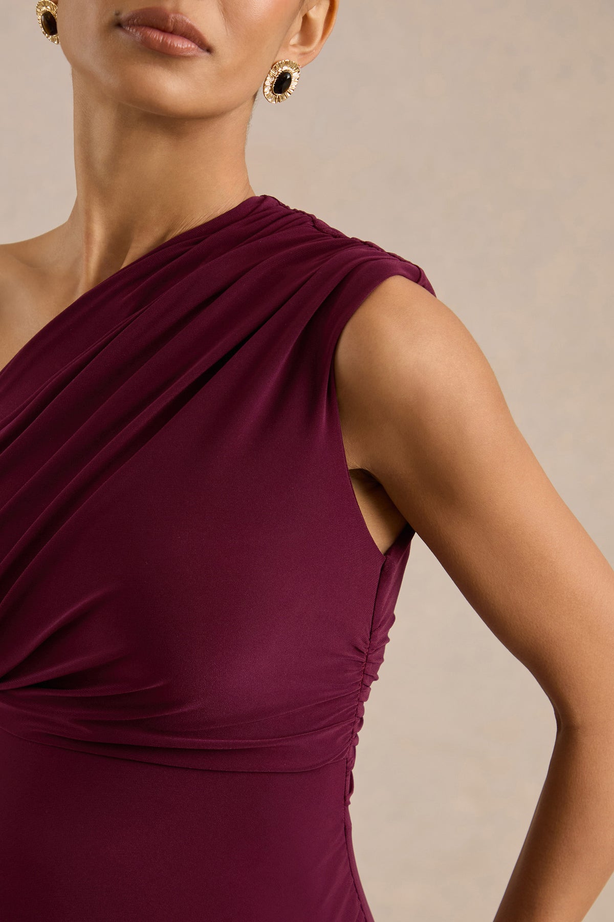 ECM_HR_CL139347101 - Gwenenza _ Berry Red Jersey One Shoulder Maternity Maxi Dress With Gathered Detailing7.jpg