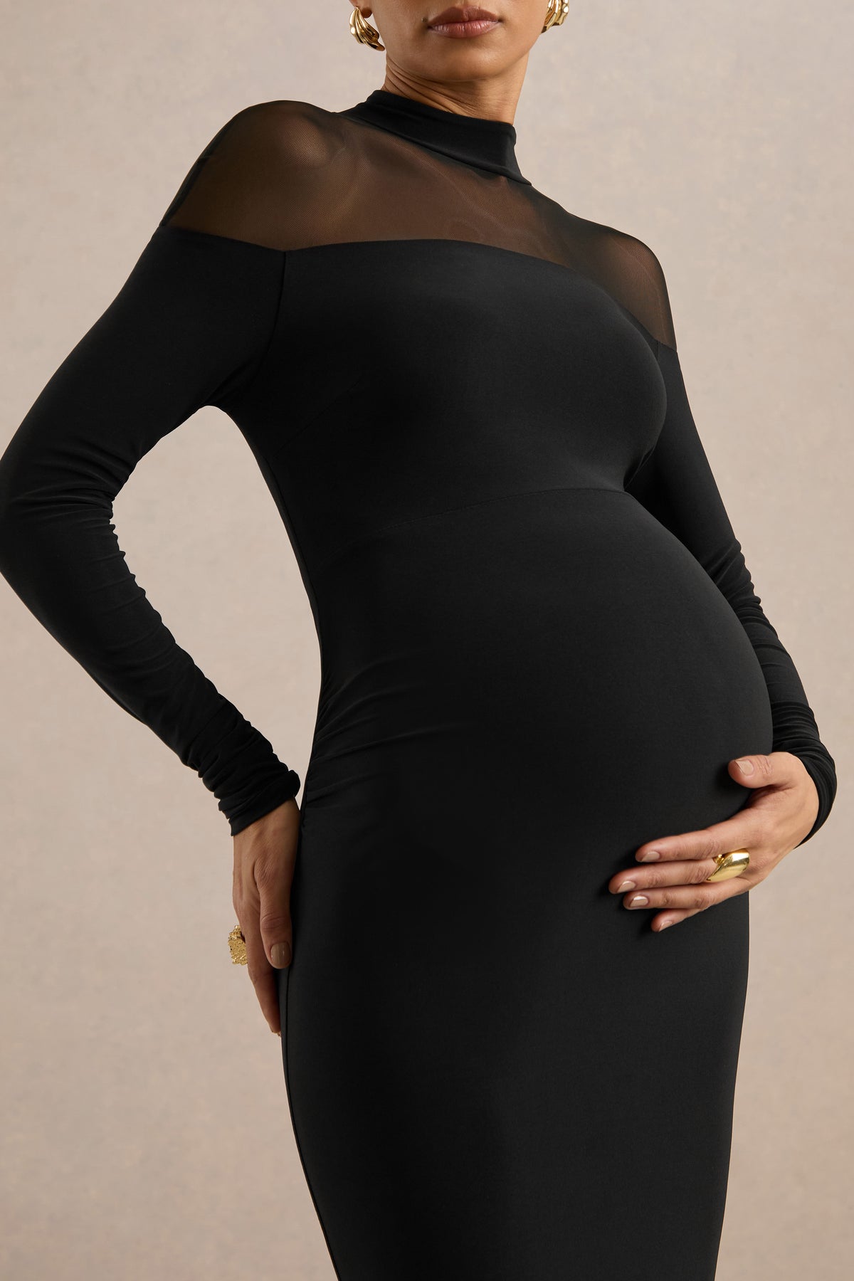 ECM_HR_CL139445001 - Caelenia _ Black Jersey High Neck Long Sleeve Maternity Maxi Dress With Sheer Mesh Detailing3.jpg