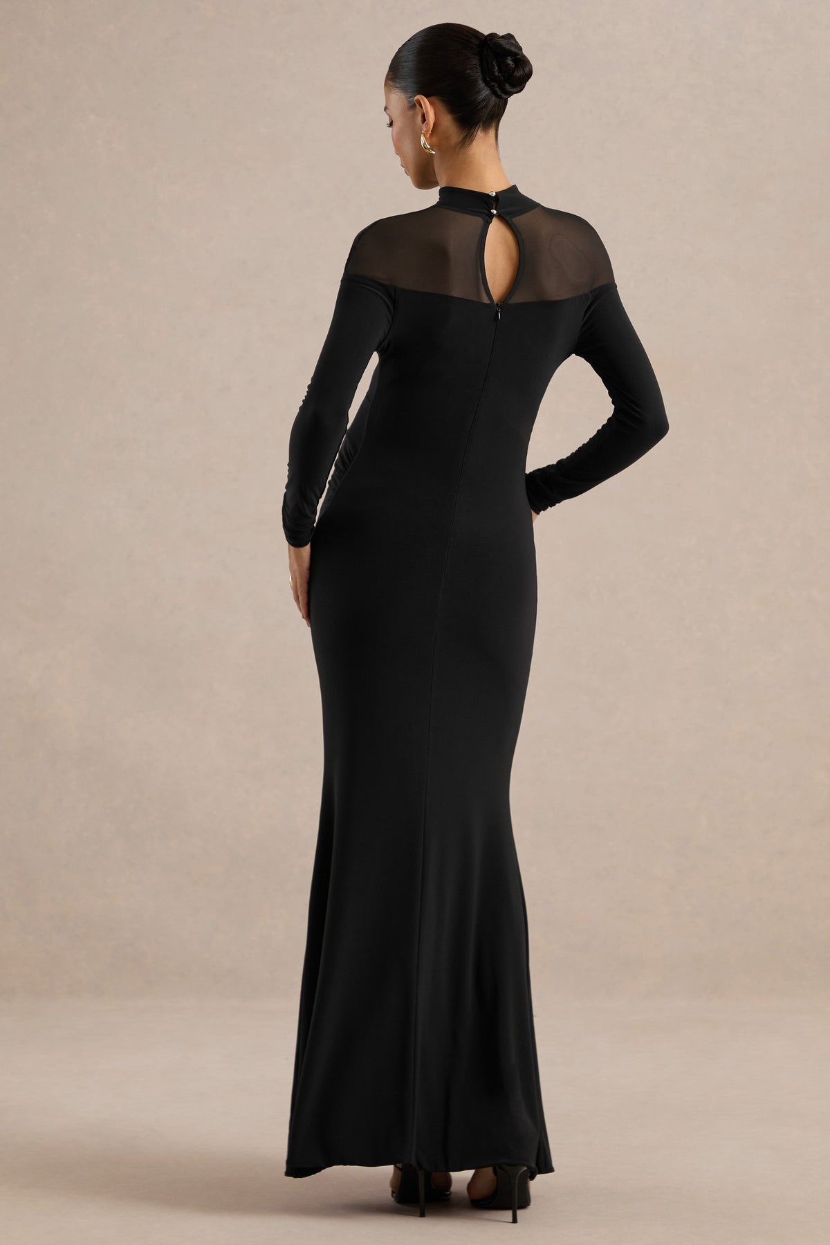 ECM_HR_CL139445001 - Caelenia _ Black Jersey High Neck Long Sleeve Maternity Maxi Dress With Sheer Mesh Detailing5.jpg