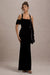 Charlize | Black Velvet Halter-Neck Draped Maxi Dress