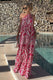 Salerno | Pink Porcelain Print Halter-Neck Maxi Dress With Corsage