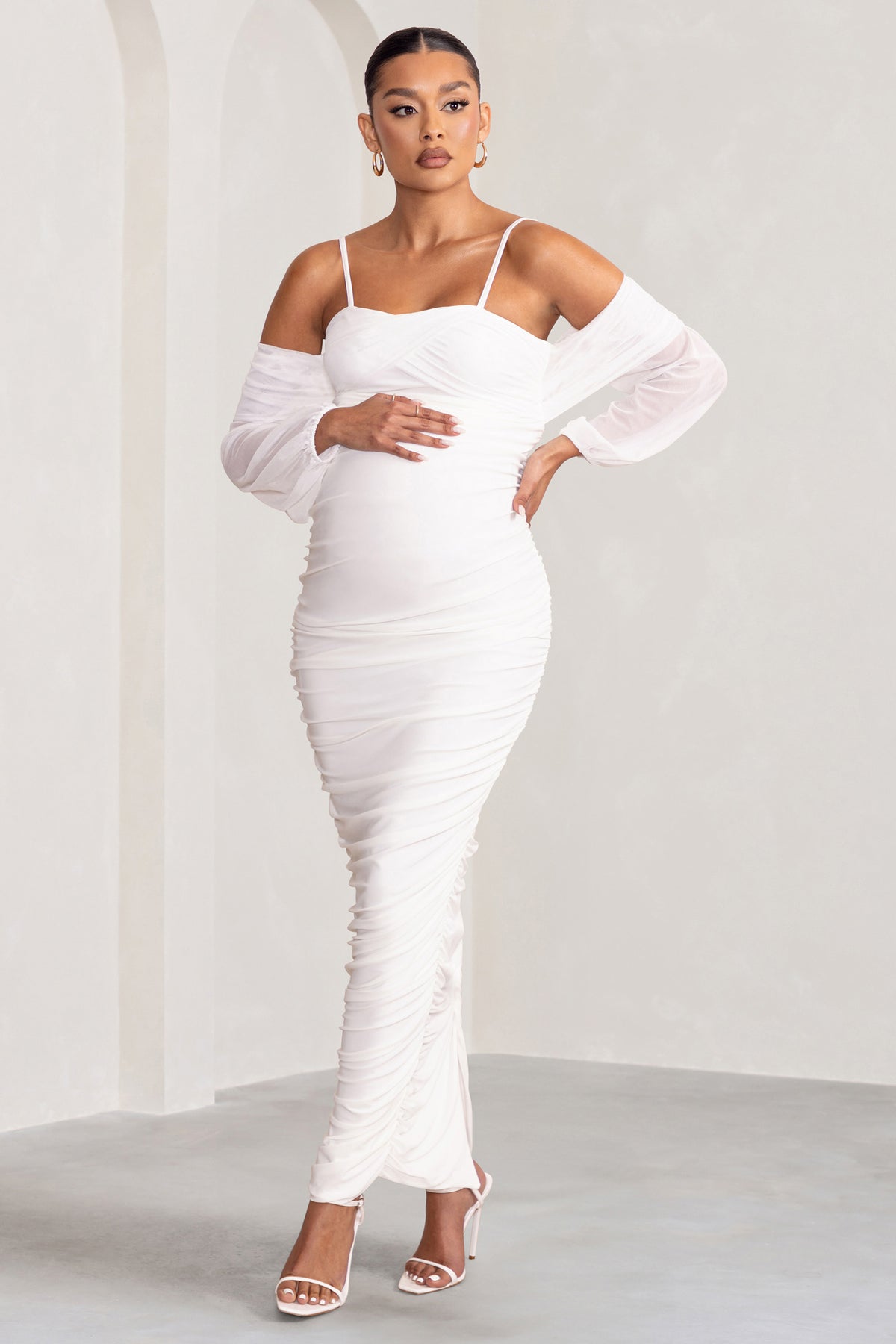 white bodycon dress maternity Shop White Maternity One Shoulder Bodycon Maxi Dress Online in Bahrain