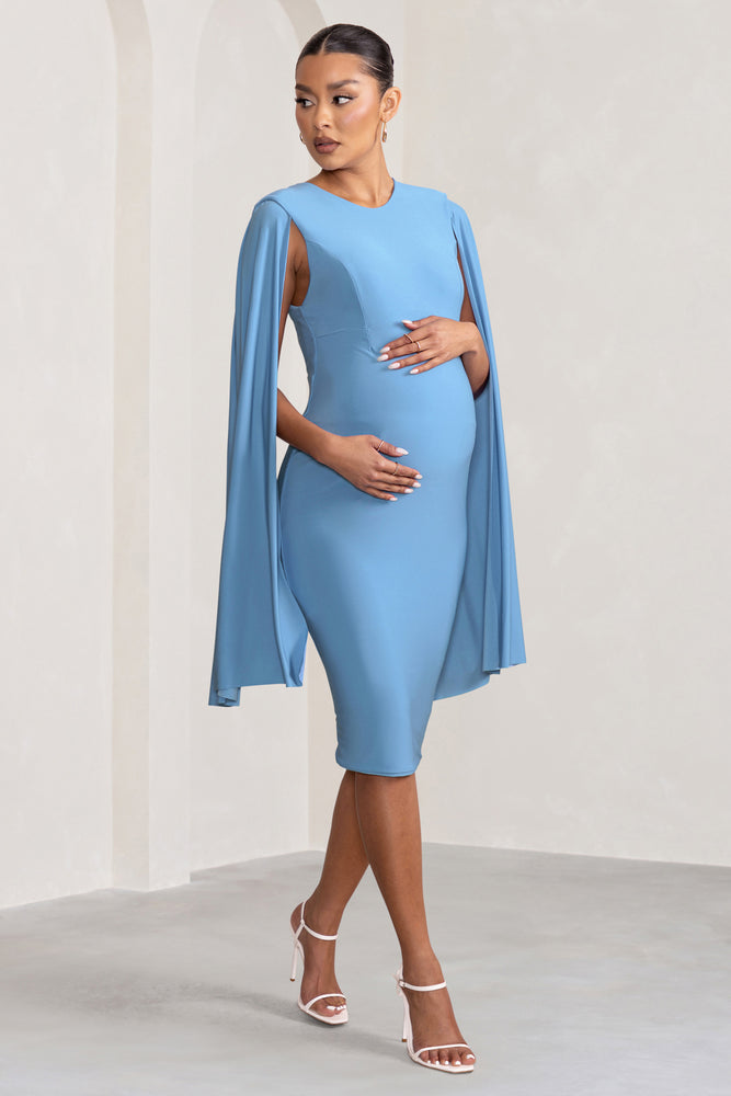 Light blue long 2025 sleeve maternity dress