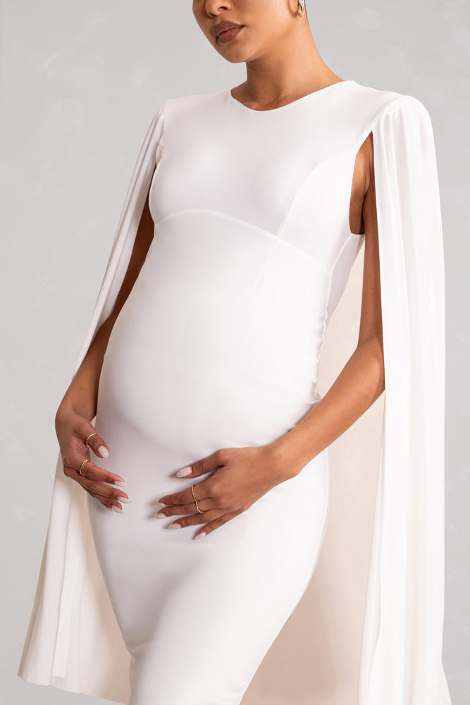 Sing To Sleep White Maternity One Shoulder Cape Jumpsuit – Club L