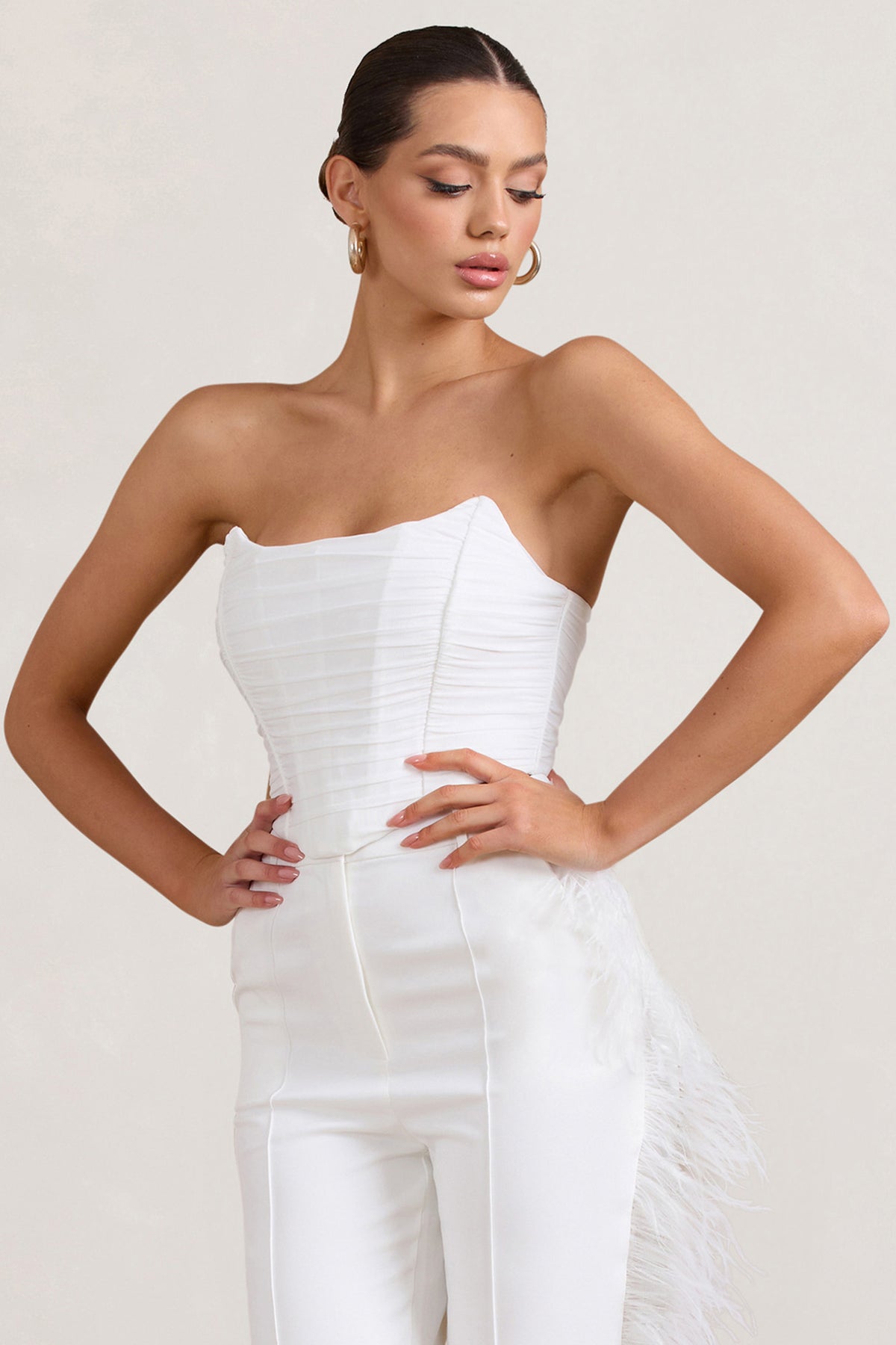Obsessed White Bandeau Mesh Corset Style Crop Top – Club L London - UK