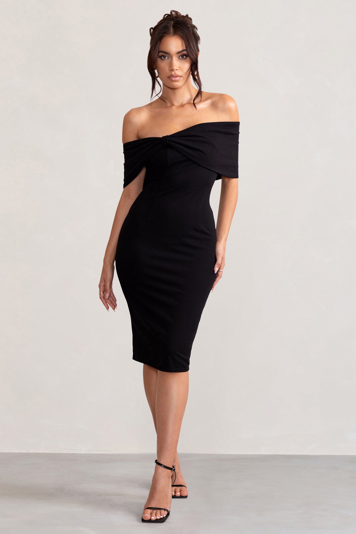 Alyssa Black Bardot Bow Detail Midi Dress – Club L London - UK