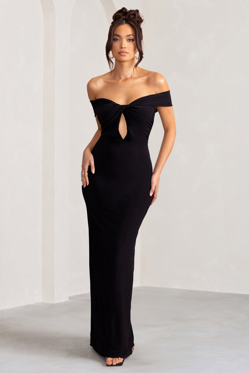 Arella Black One Shoulder Twist Front Maxi Dress – Club L London - UK
